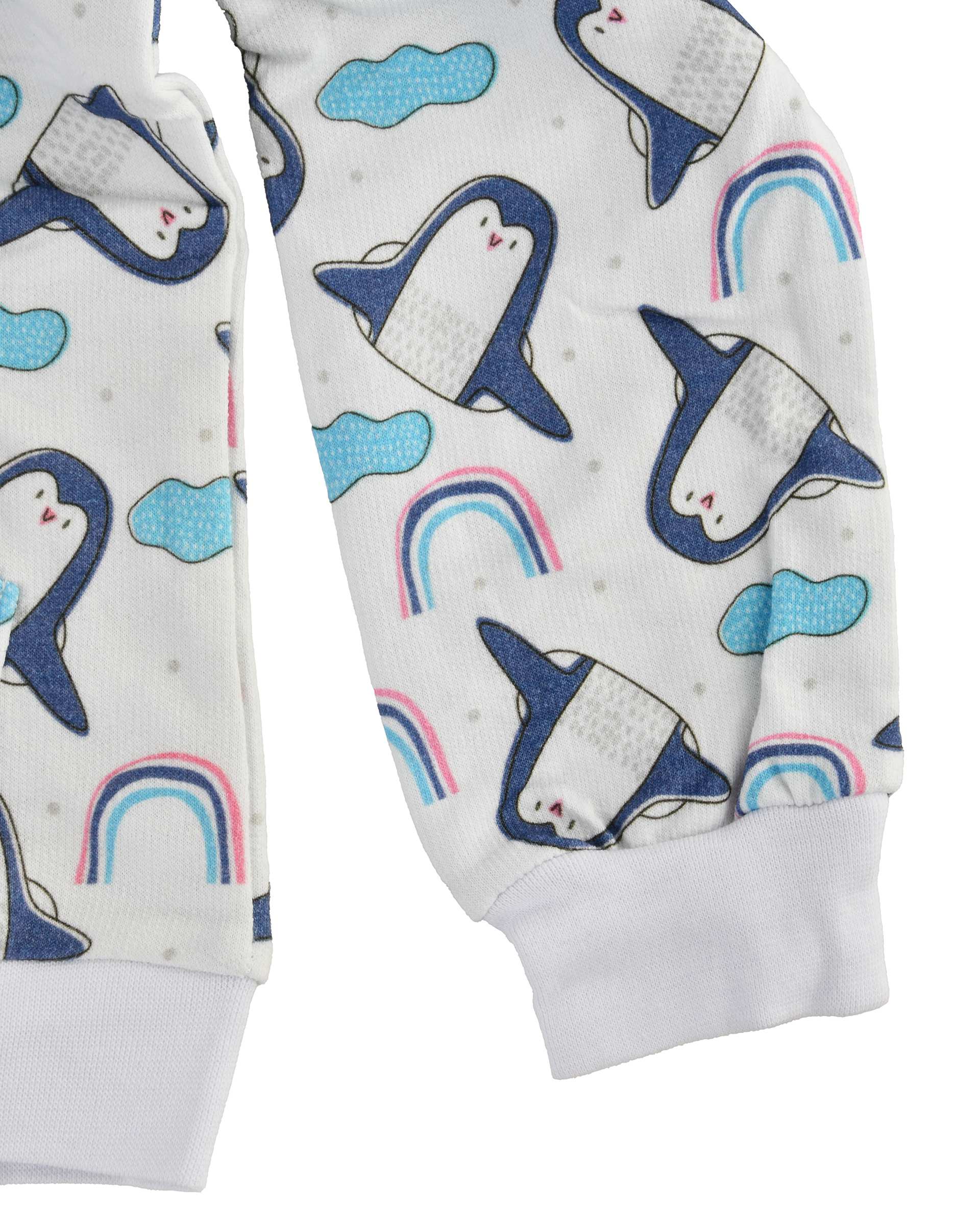 ست هودی و شلوار بچگانه گیزولان Gizolan طرح پنگوئن و رنگین کمان مدل SF42