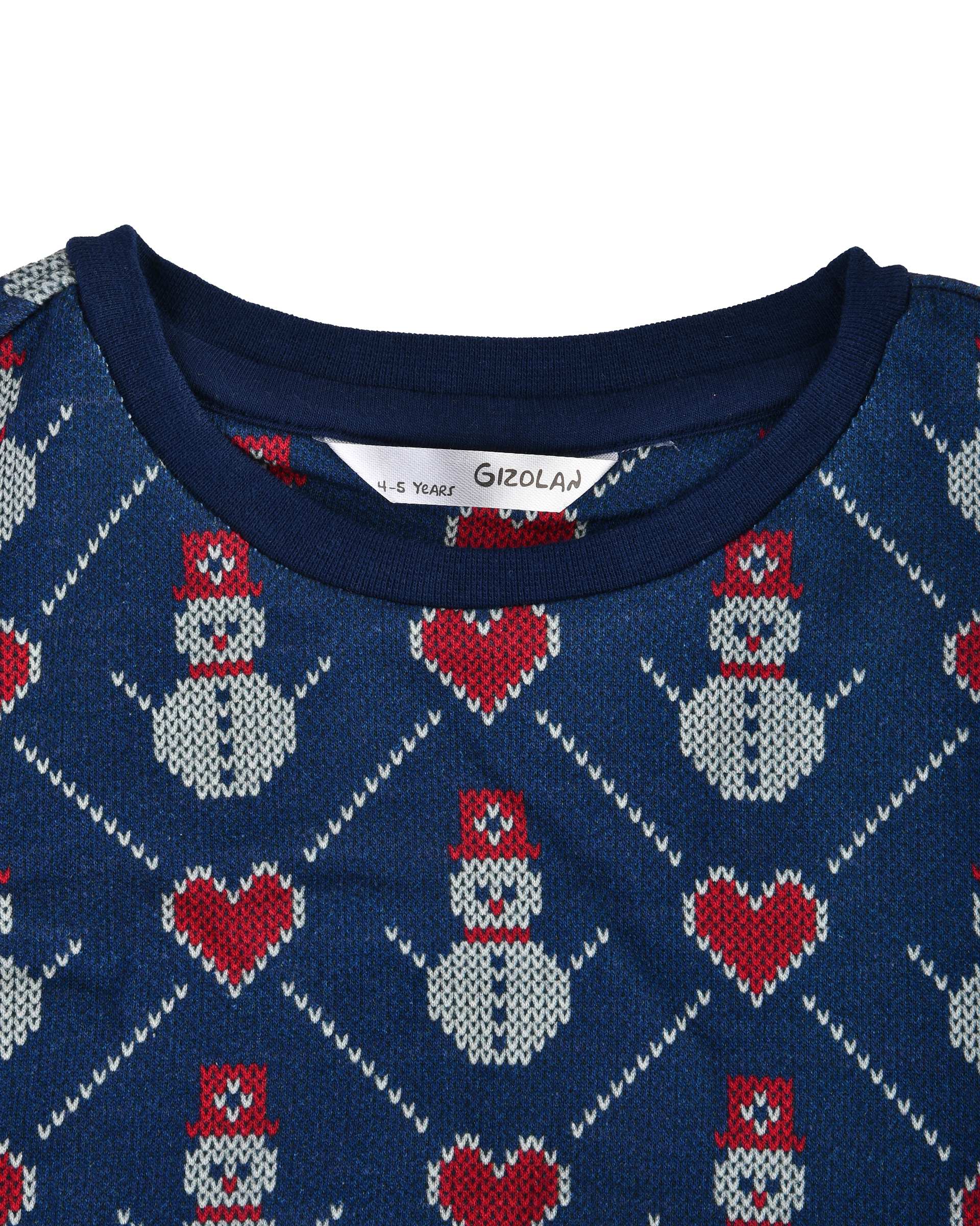 ست سویشرت و شلوار بچگانه گیزولان Gizolan طرح آدم برفی و قلب کد SF54