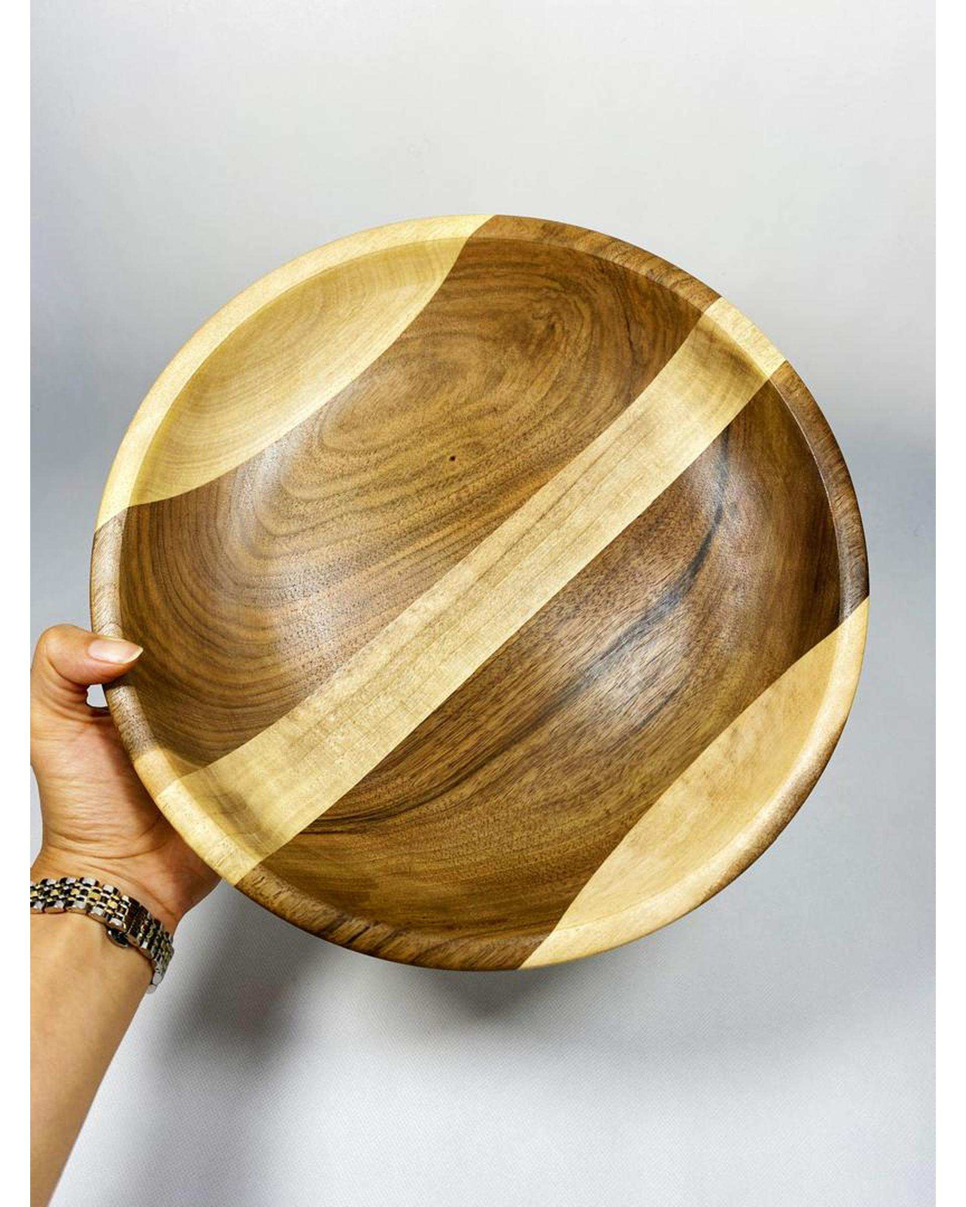 کاسه میوه خوری چوب گردو هانشوود Hanshwood طرح دهنه باز قطر 35 سانتی متری