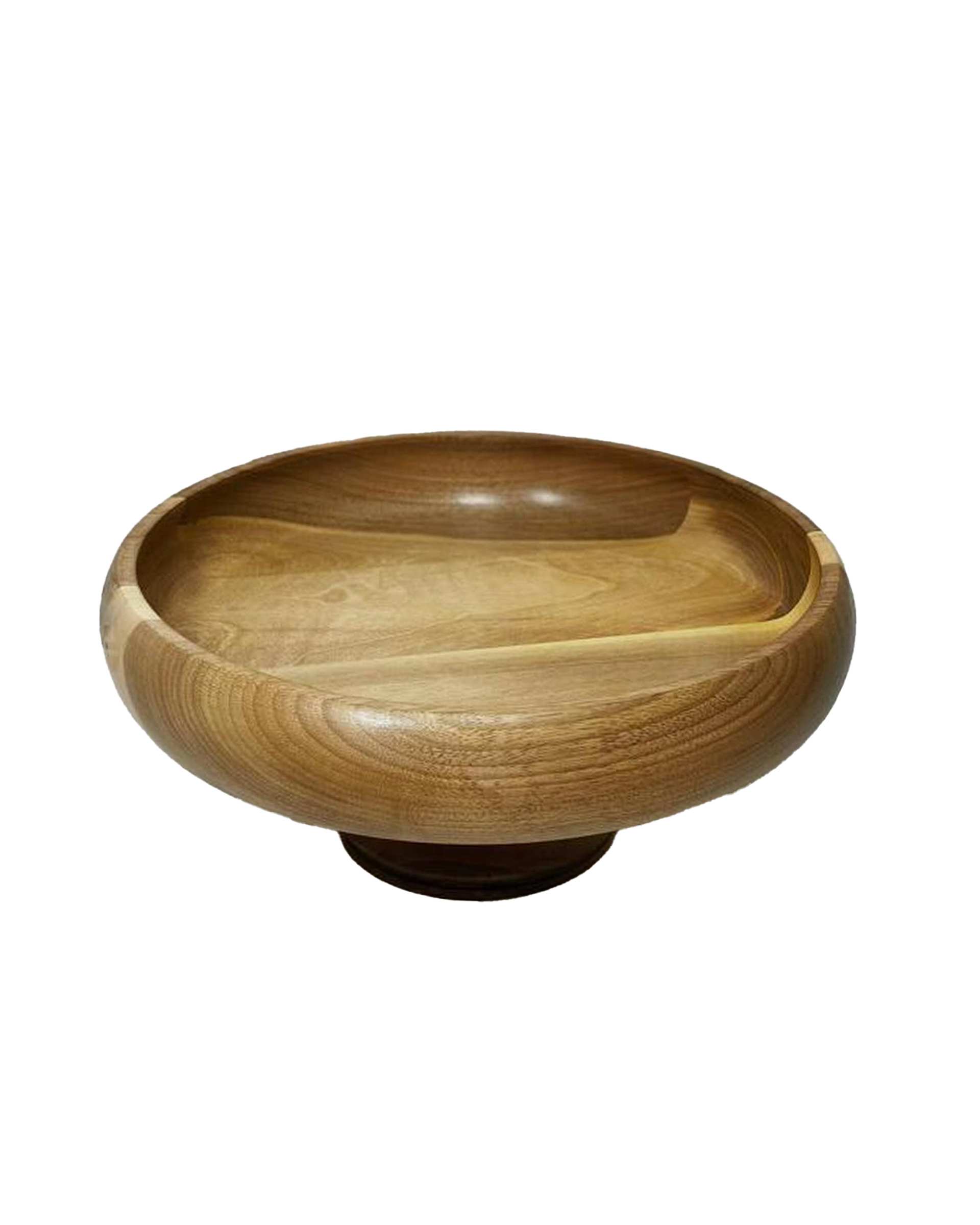 کاسه میوه خوری پایه دار چوب گردو هانشوود Hanshwood طرح خمره ای قطر 35 سانتی متر