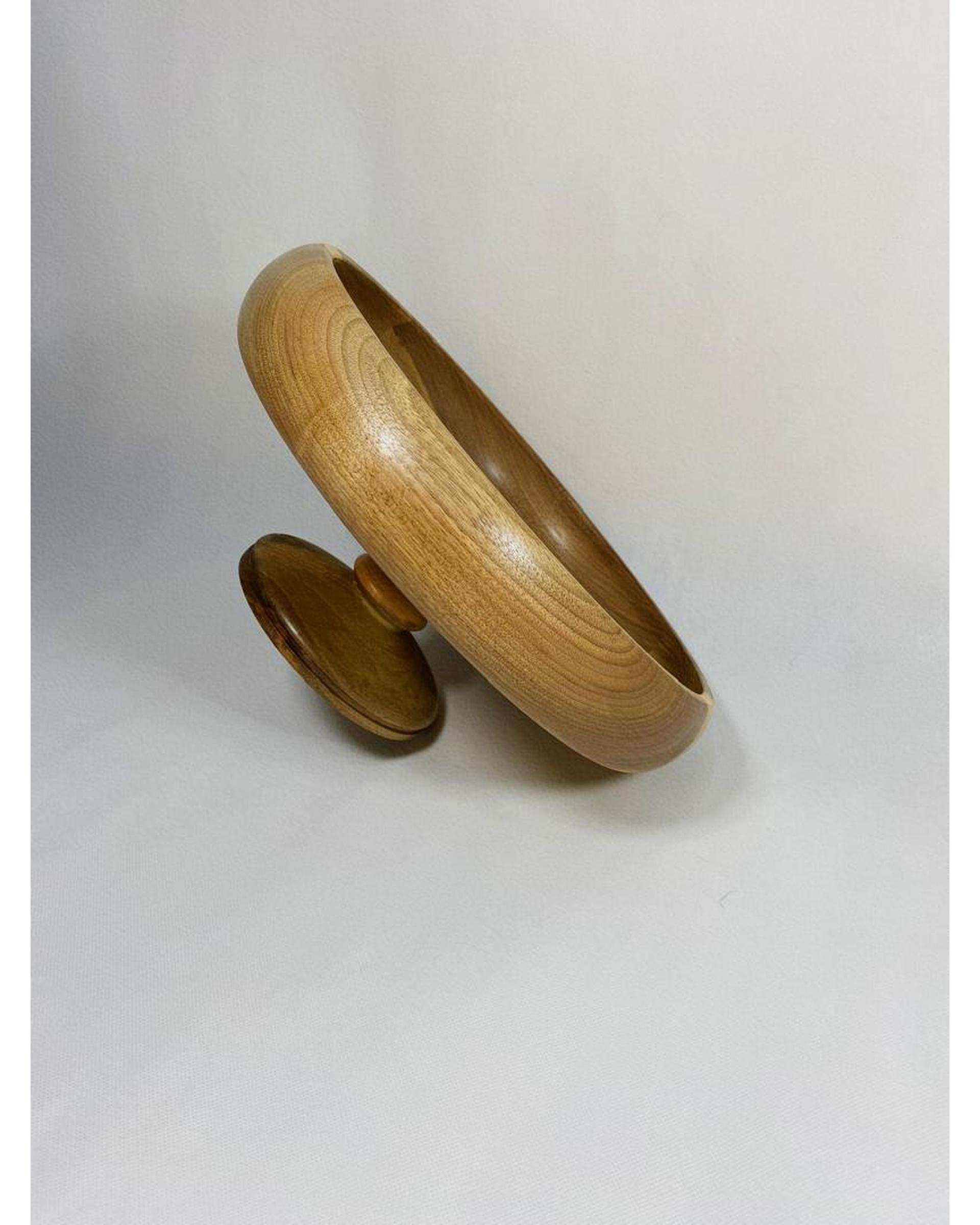 کاسه میوه خوری پایه دار چوب گردو هانشوود Hanshwood طرح خمره ای قطر 30 سانتی متر