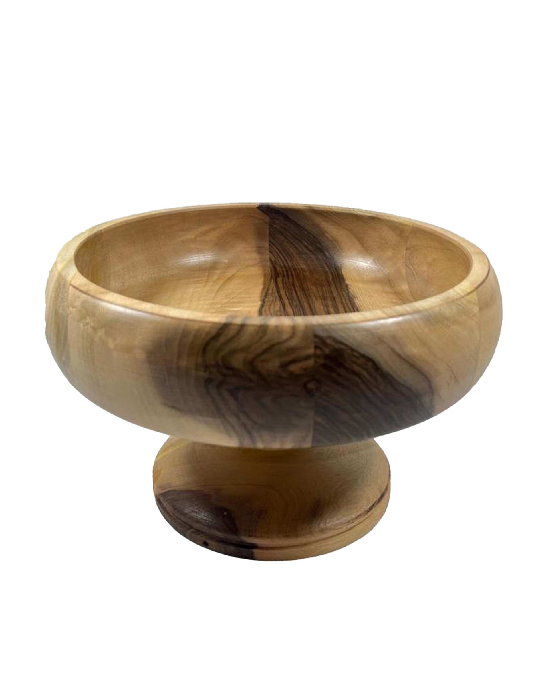 کاسه میوه خوری پایه دار چوب گردو هانشوود Hanshwood طرح خمره ای قطر 25 سانتی متر