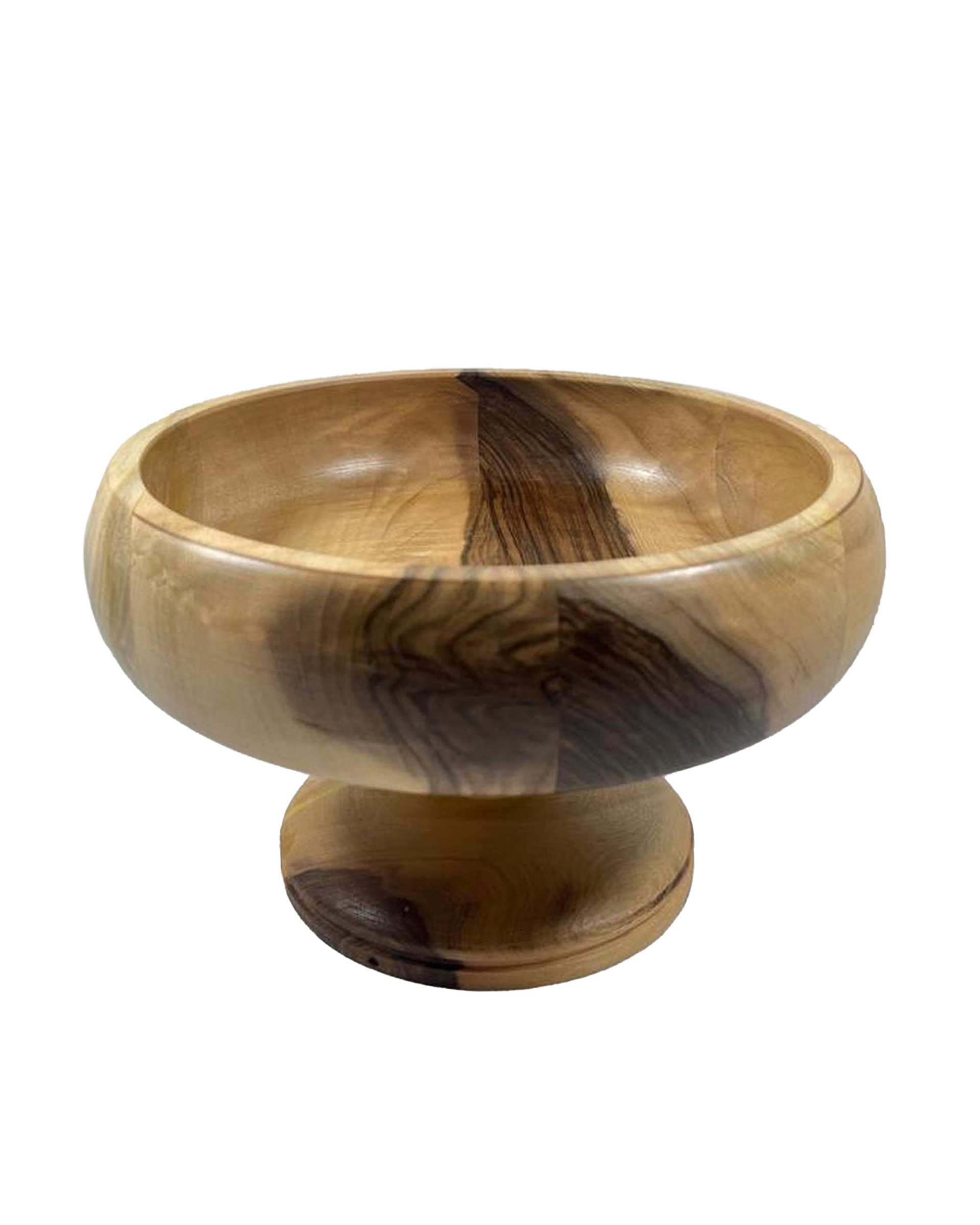 کاسه آجیل خوری پایه دار چوب گردو هانشوود Hanshwood طرح خمره ای قطر 20 سانتی متر