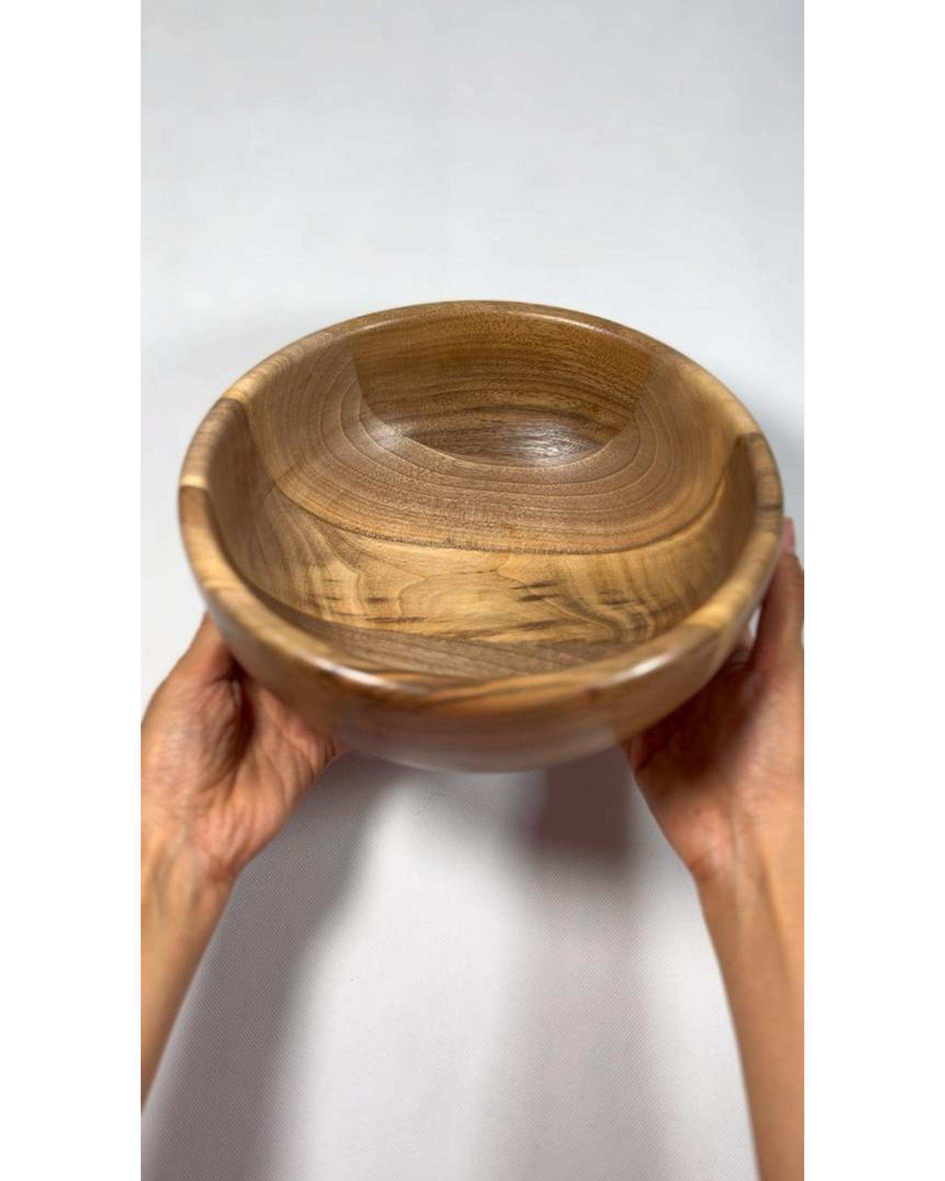 کاسه سالاد خوری گود چوب گردو هانشوود Hanshwood قطر 25 سانتی متر