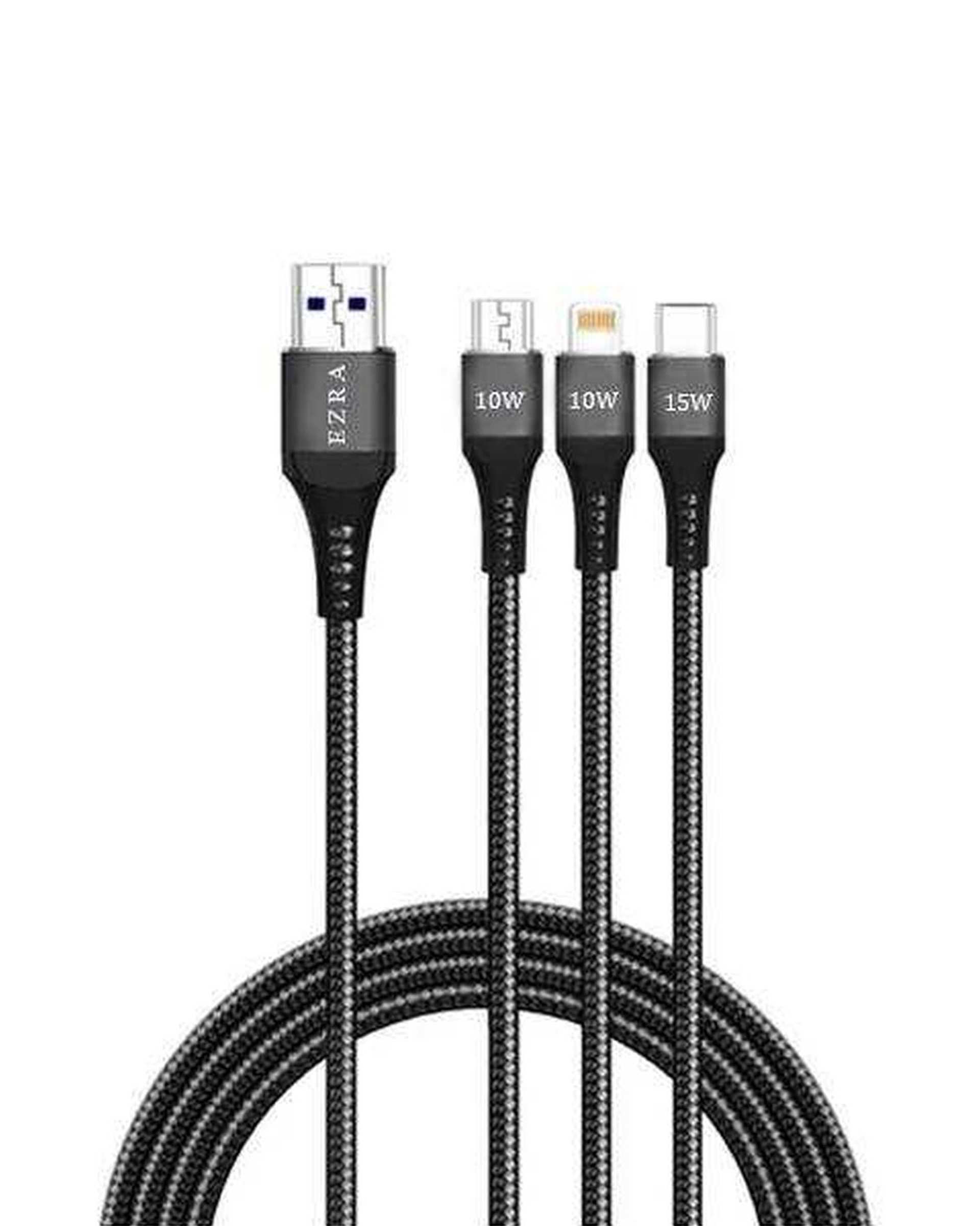 کابل شارژ 3 کاره مشکی آزرا ezra مدل DC352