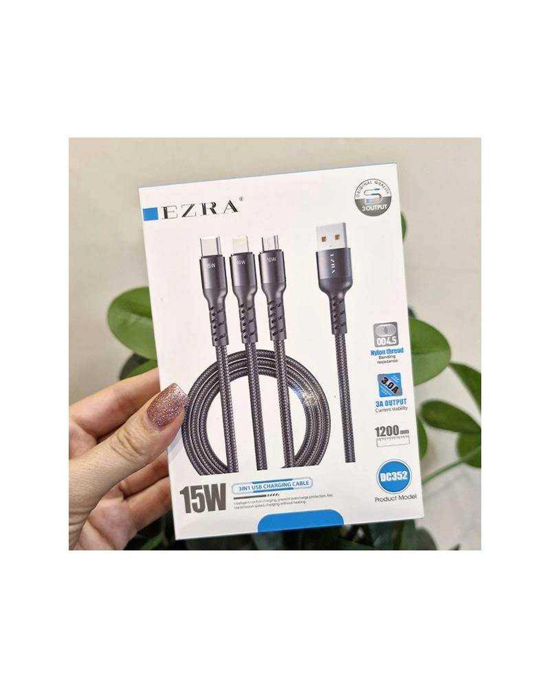 کابل شارژ 3 کاره مشکی آزرا ezra مدل DC352