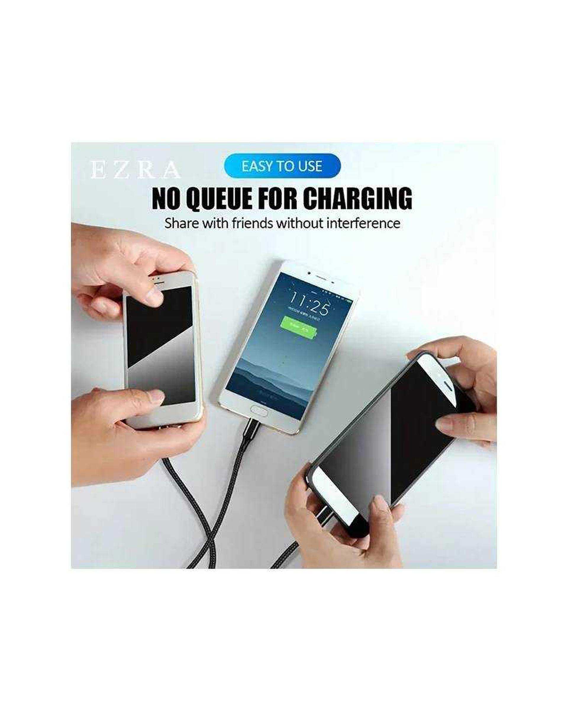 کابل شارژ 3 کاره مشکی آزرا ezra مدل DC352