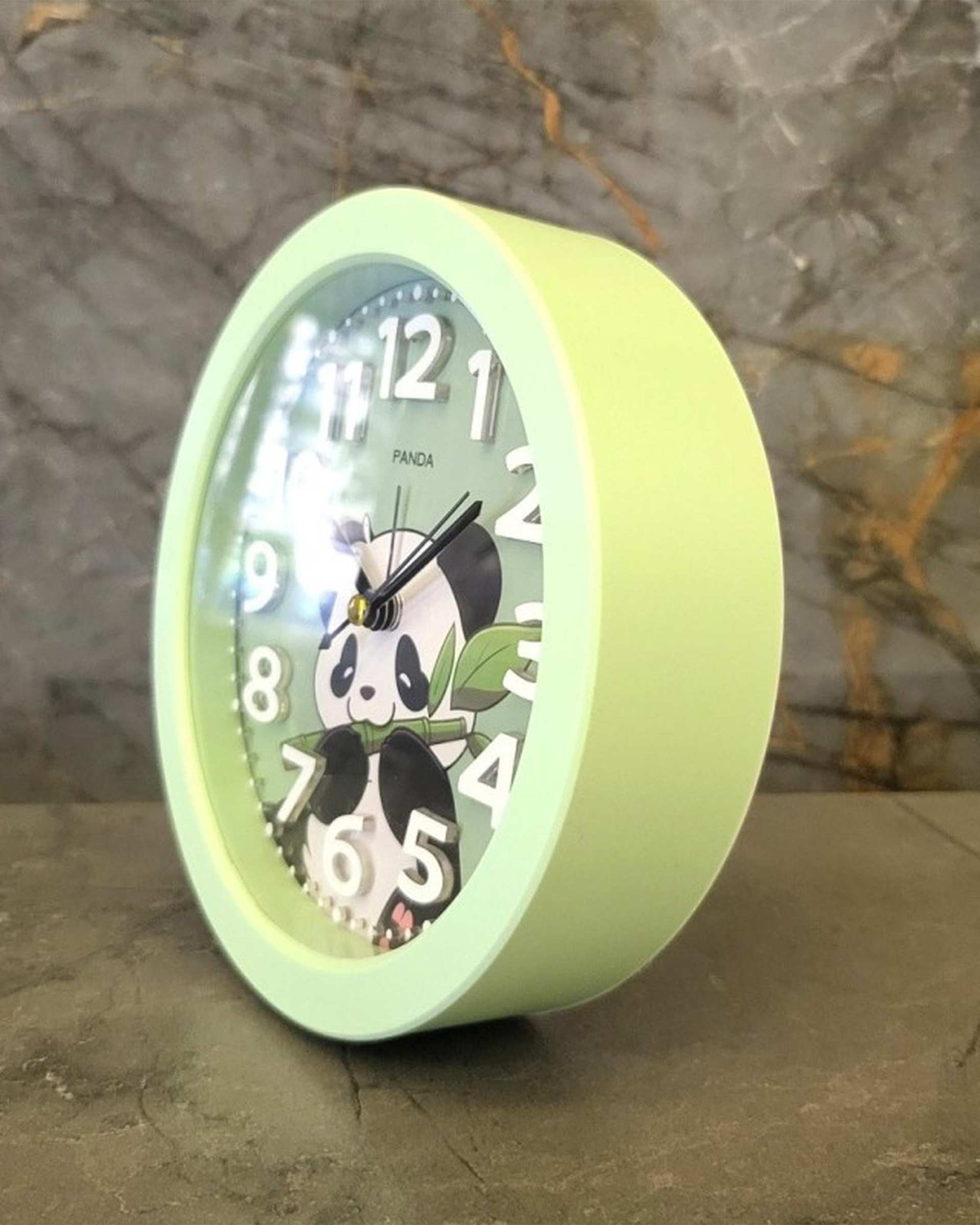 ساعت رومیزی کودک سبز مدل پاندا