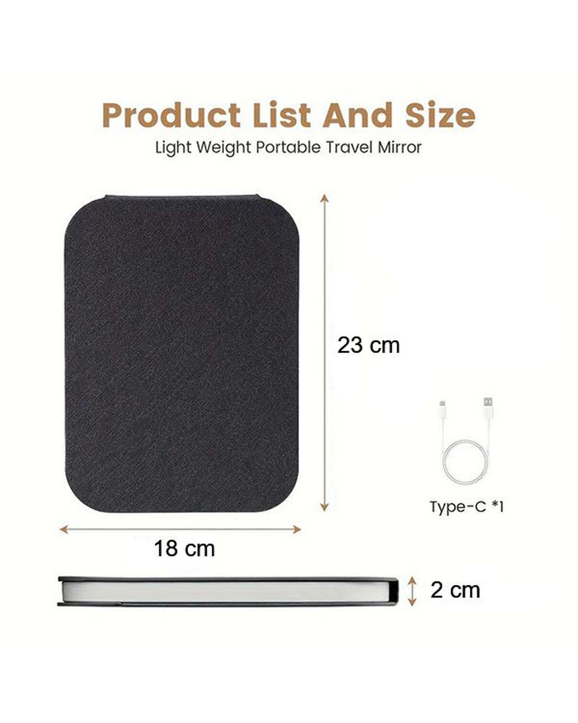 آینه آرایشی چراغ دار تاشو مشکی