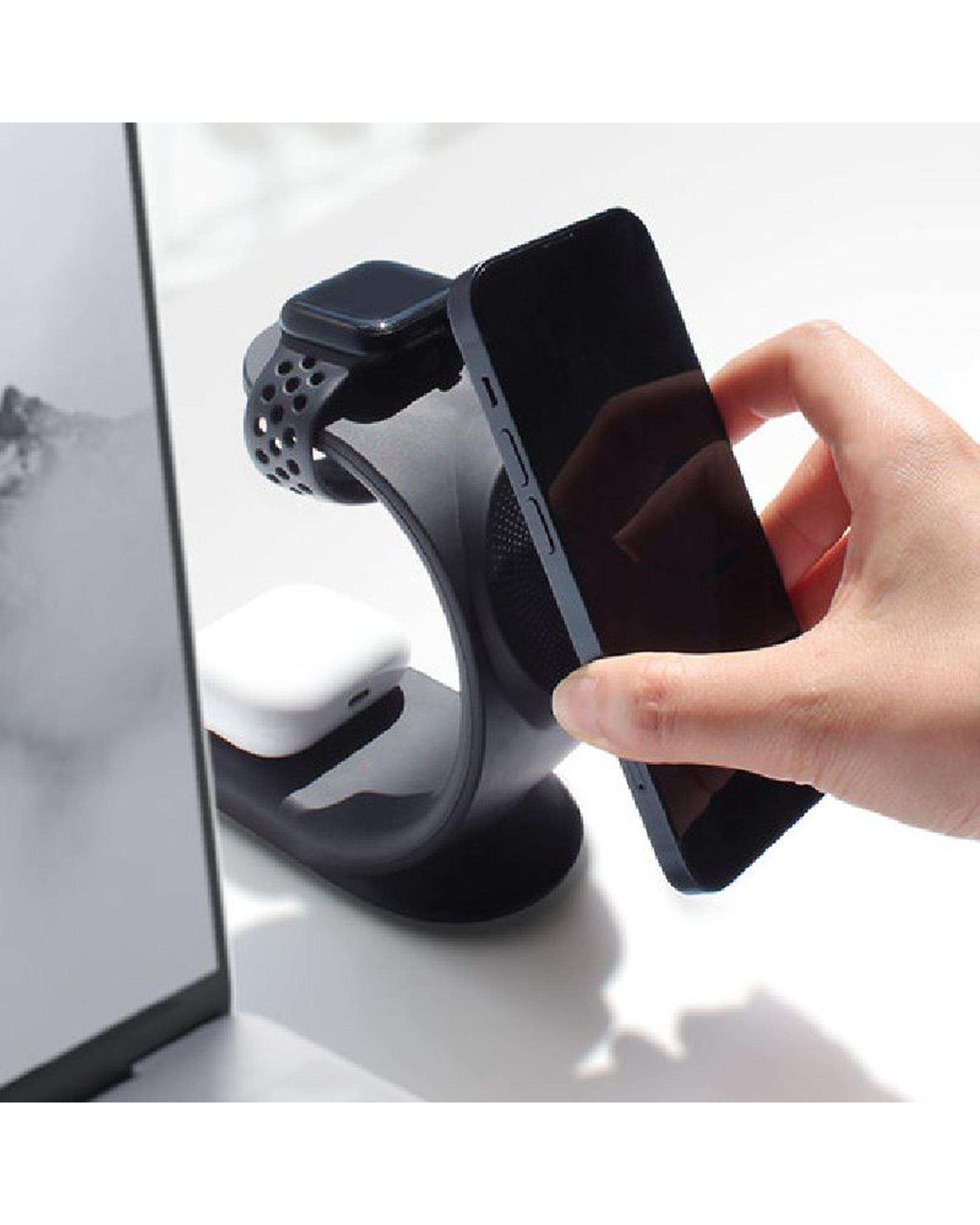 شارژر مغناطیسی وایرلس مشکی مدل maxwireless3in1