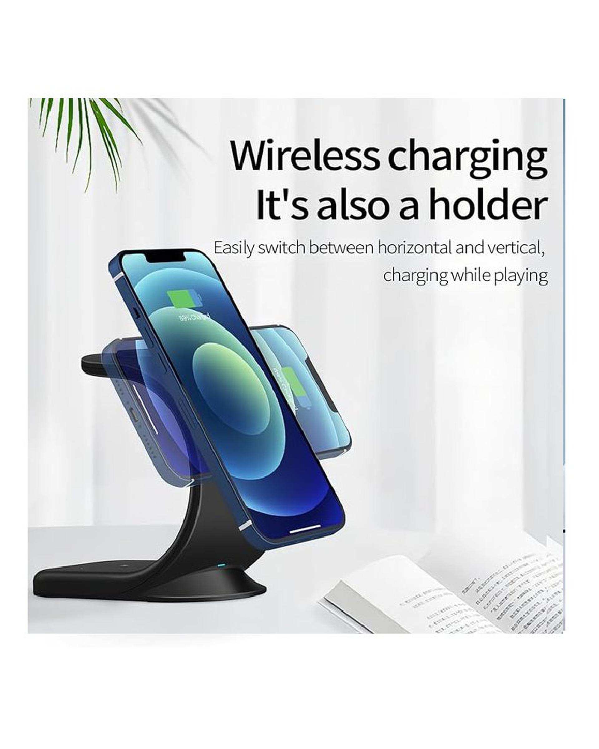 شارژر مغناطیسی وایرلس مشکی مدل maxwireless3in1