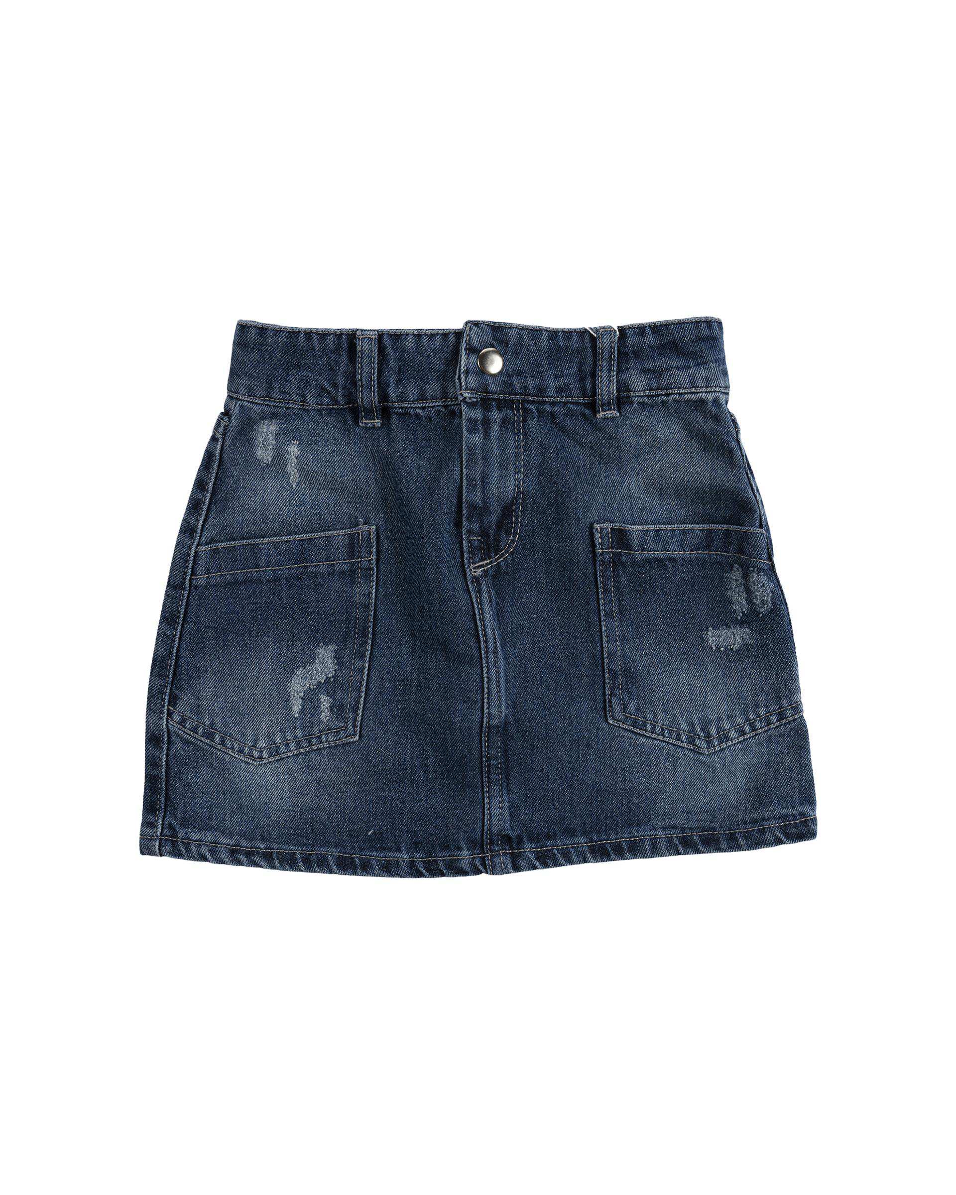 دامن جین دخترانه گلدوزی دار آبی ملورینا Melorina کد 42102