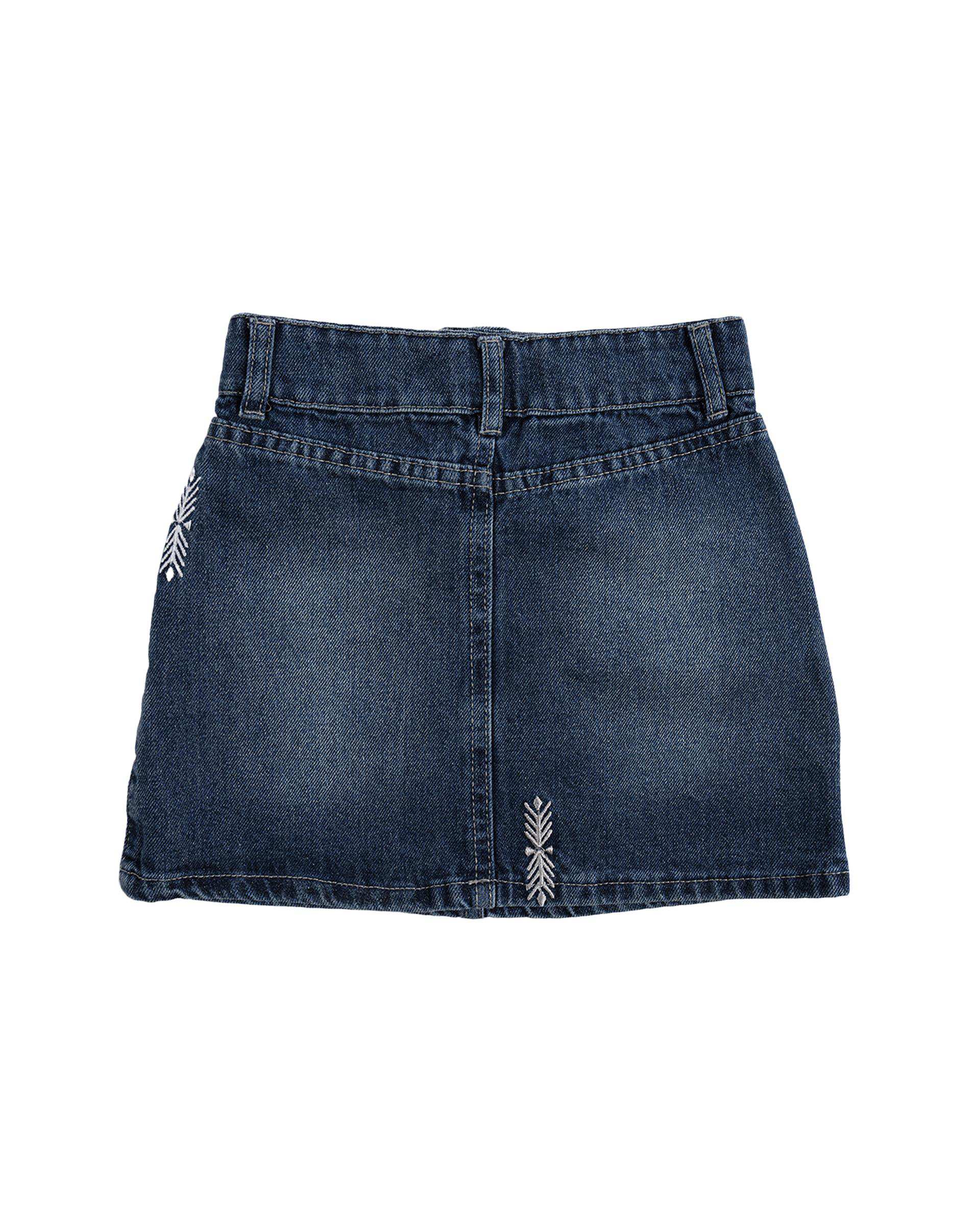 دامن جین دخترانه گلدوزی دار آبی ملورینا Melorina کد 42102