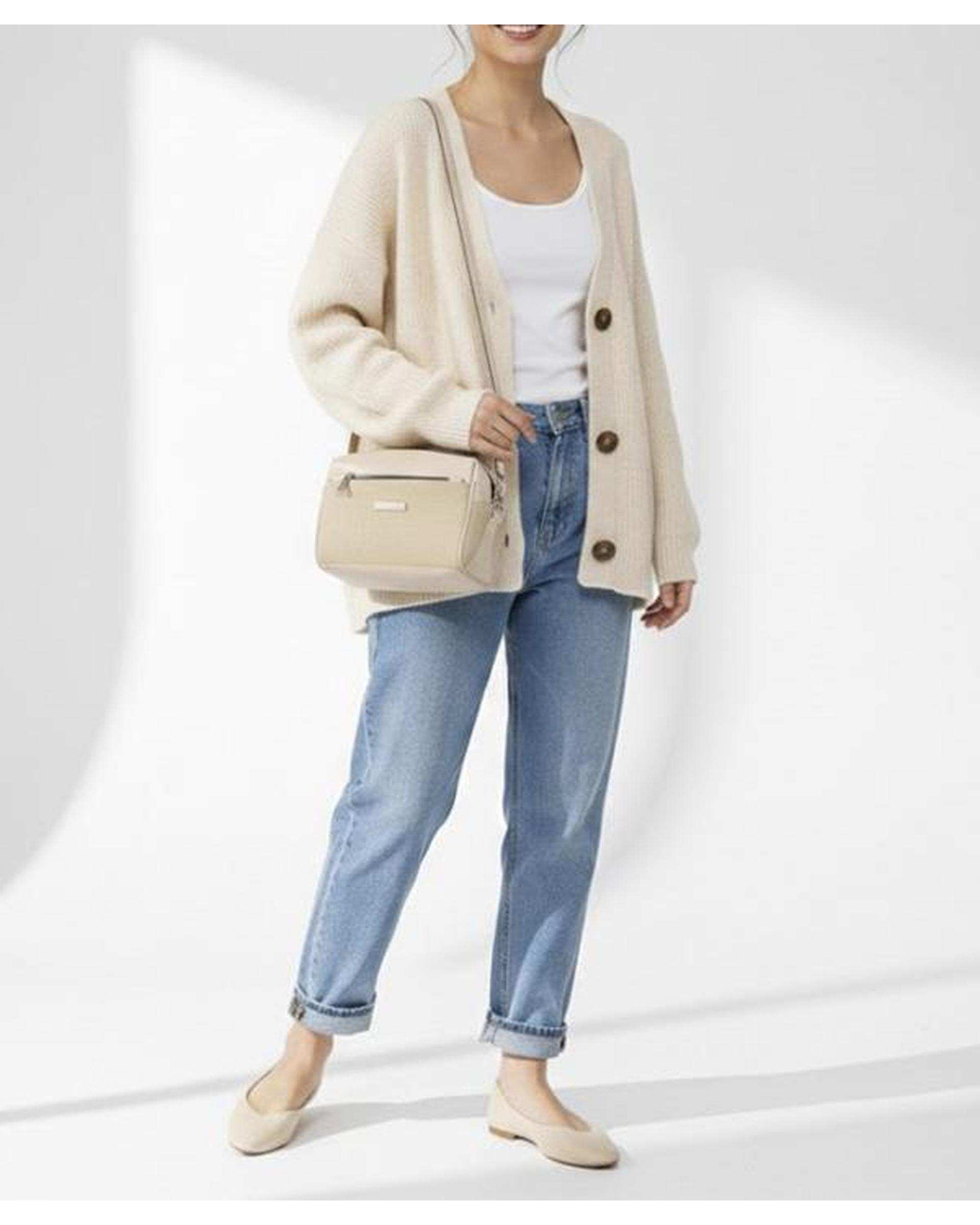 کیف دوشی زنانه کرم بیسراک Bisrak مدل SL-117640