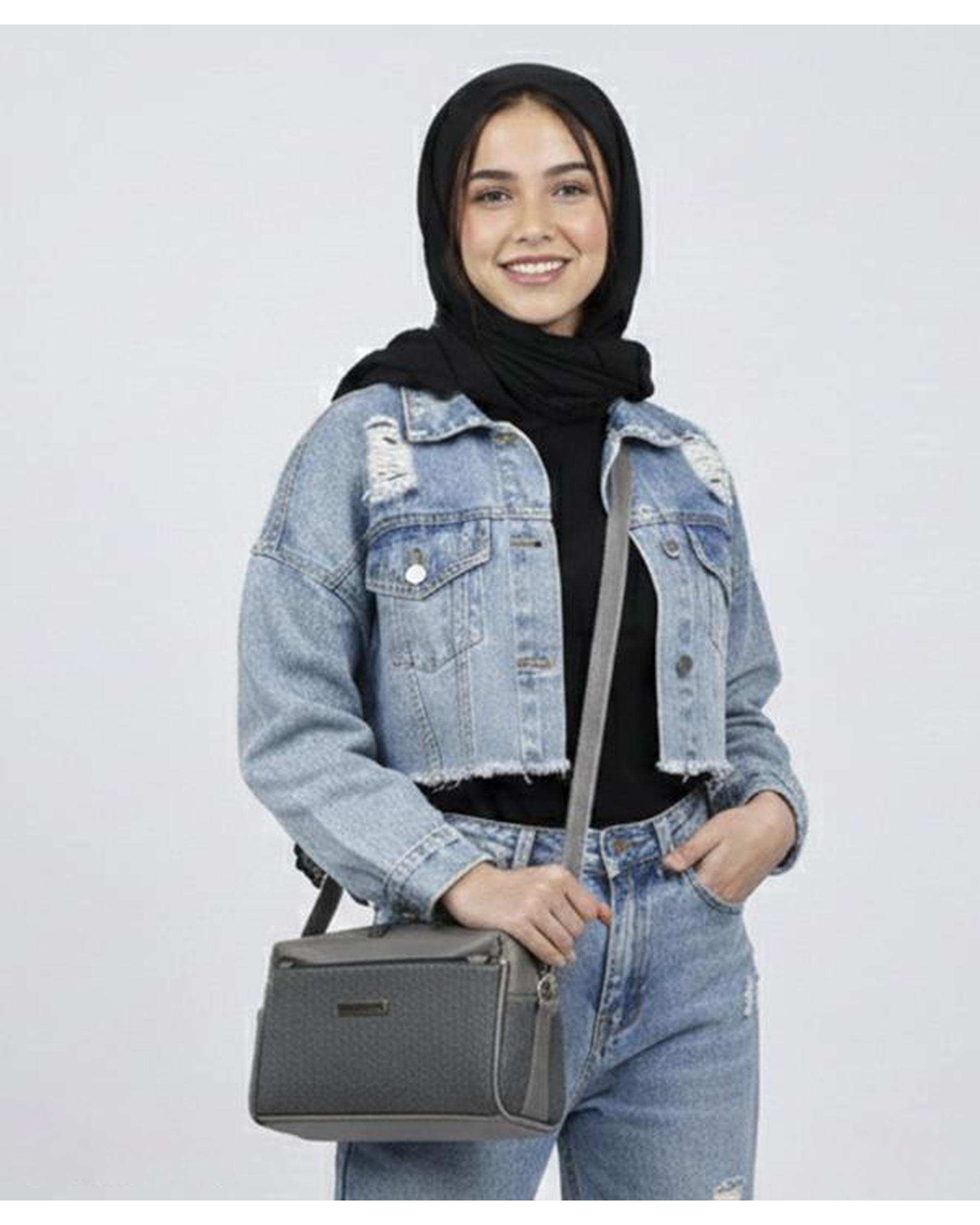 کیف دوشی زنانه طوسی بیسراک Bisrak مدل SL-117640