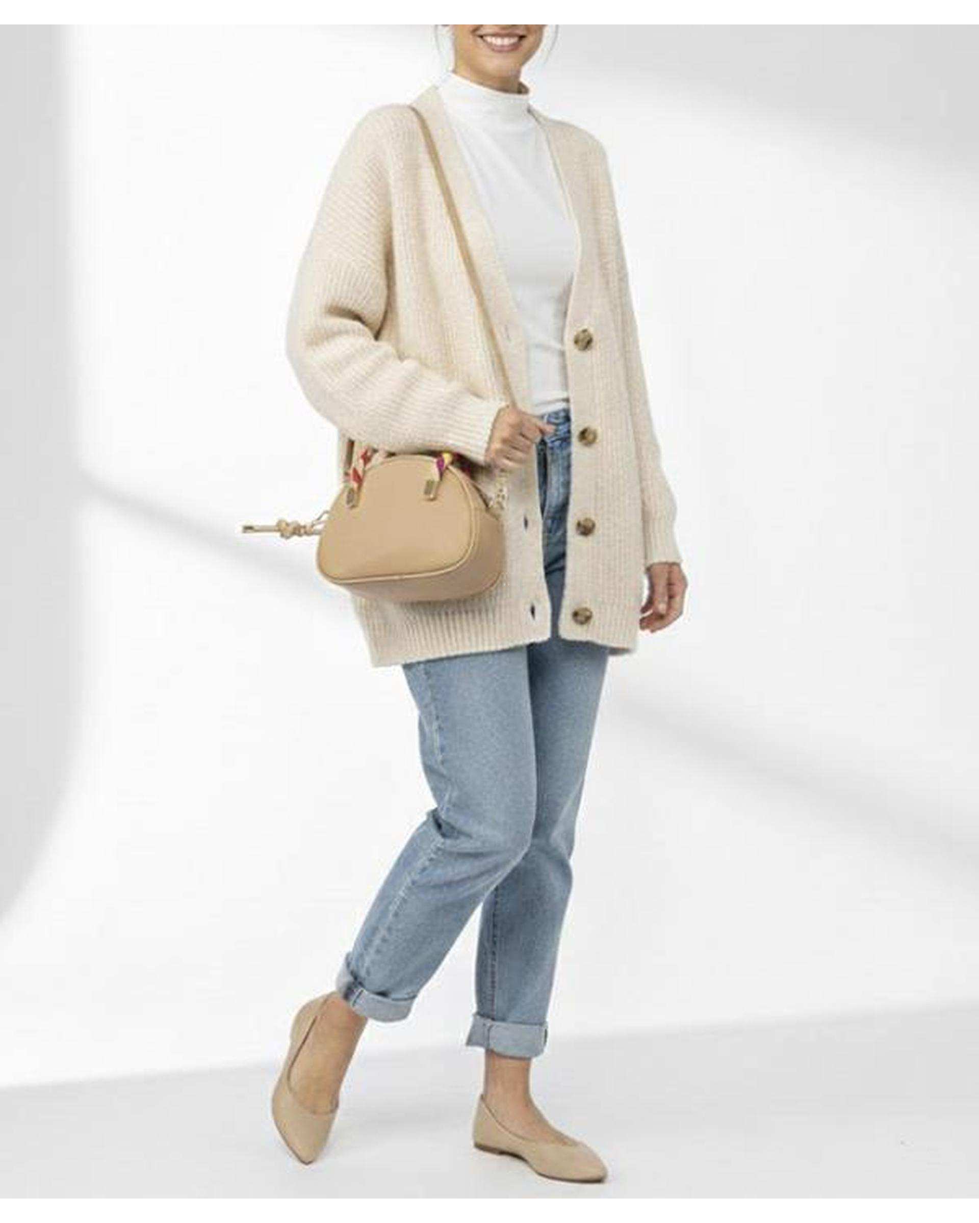 کیف دوشی زنانه کرم بیسراک Bisrak مدل SL-117695