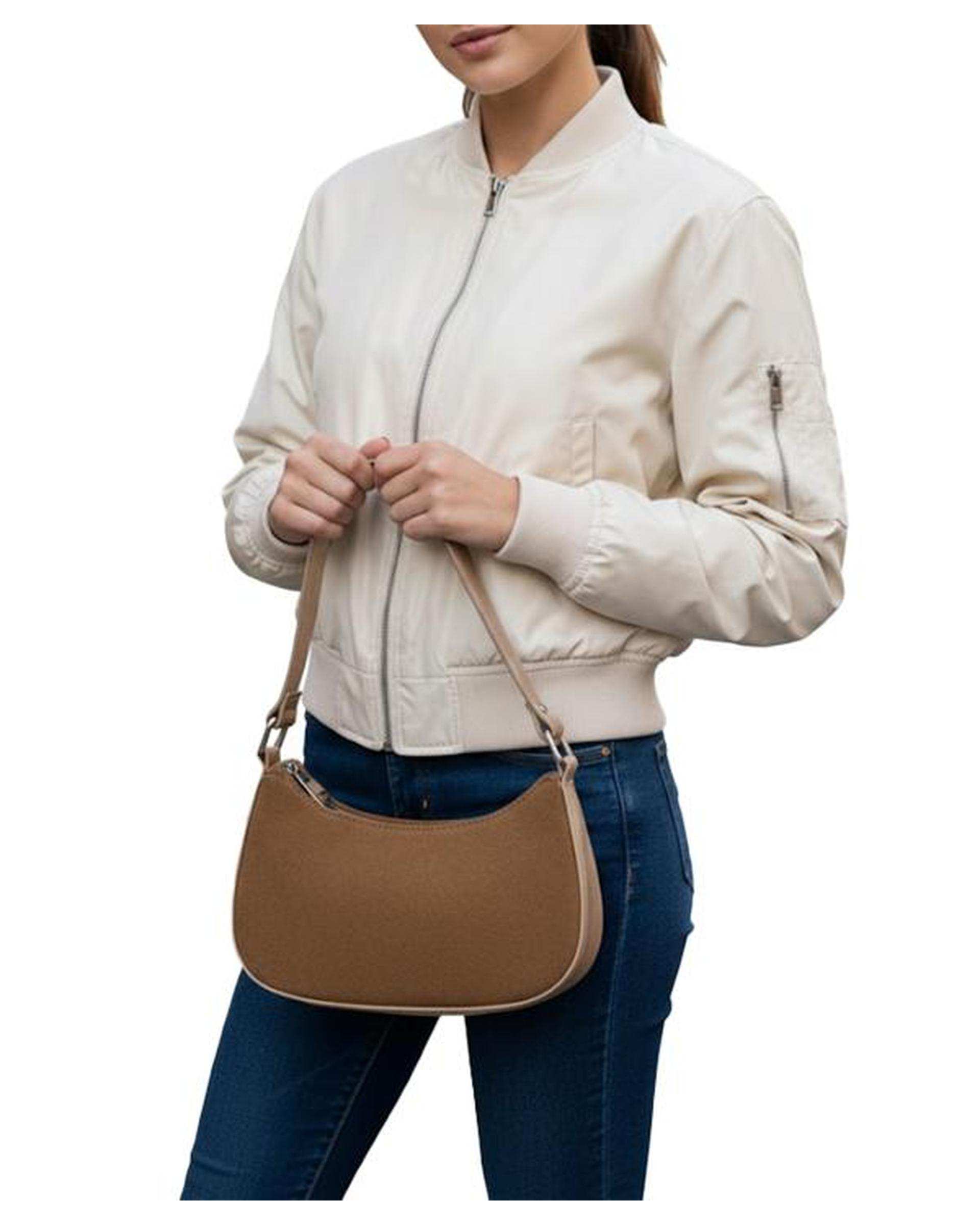 کیف دوشی زنانه عسلی بیسراک Bisrak مدل SL-117703