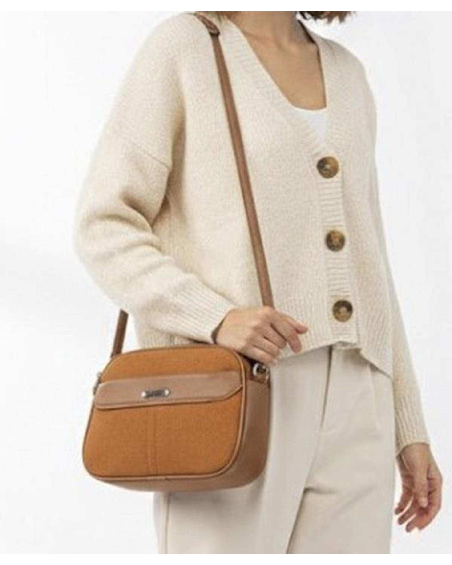 کیف دوشی زنانه عسلی بیسراک Bisrak مدل SL-117709