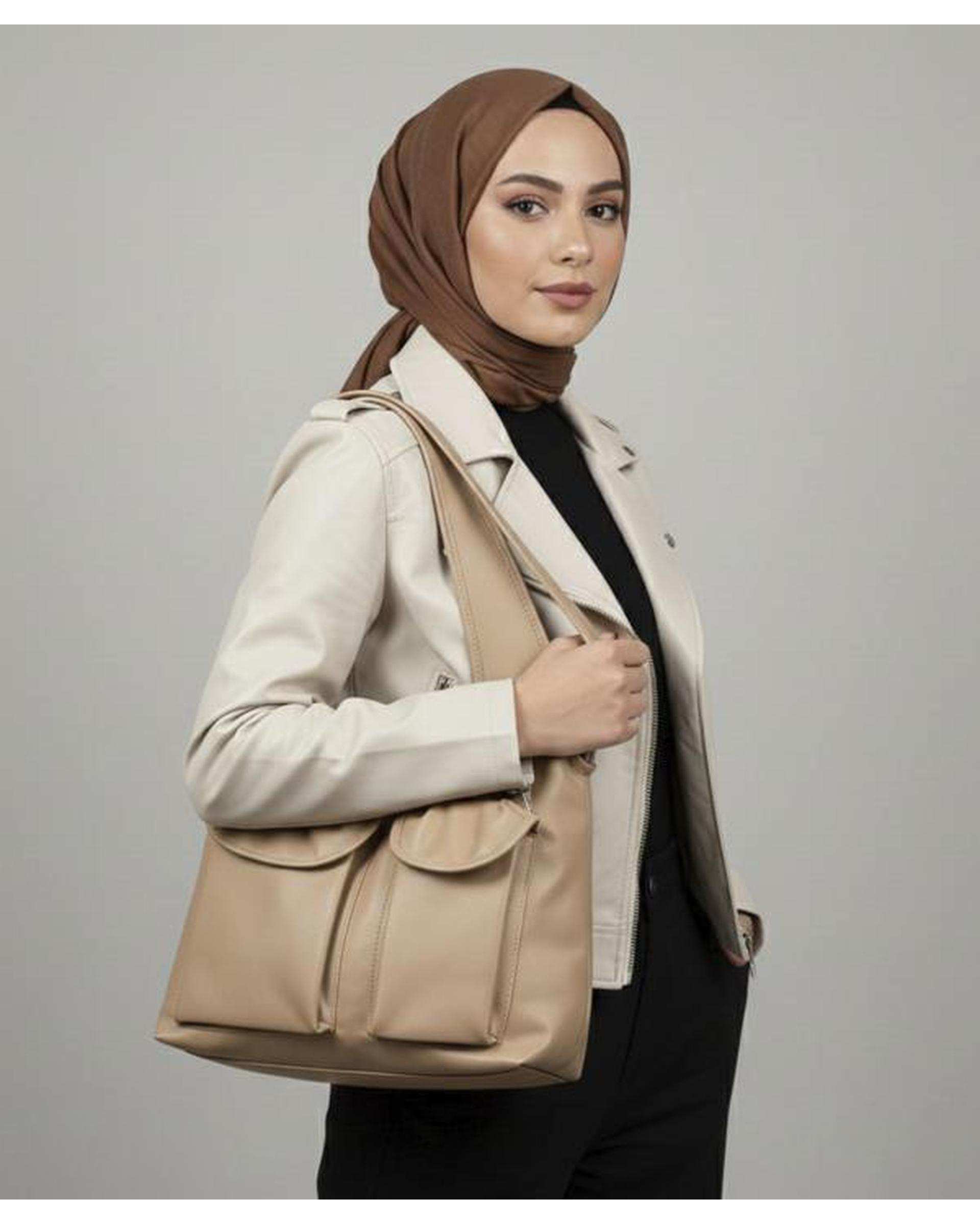 کیف دوشی زنانه کرم بیسراک Bisrak مدل SL-119256