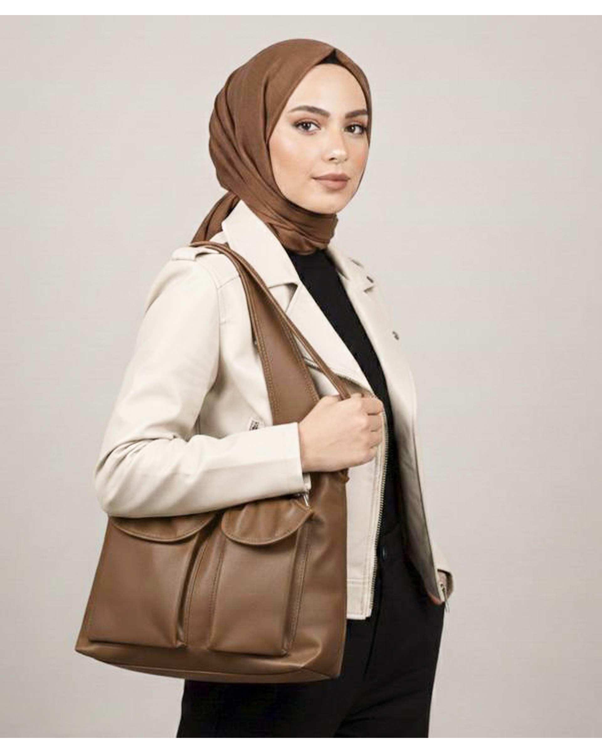 کیف دوشی زنانه قهوه ای بیسراک Bisrak مدل SL-119256