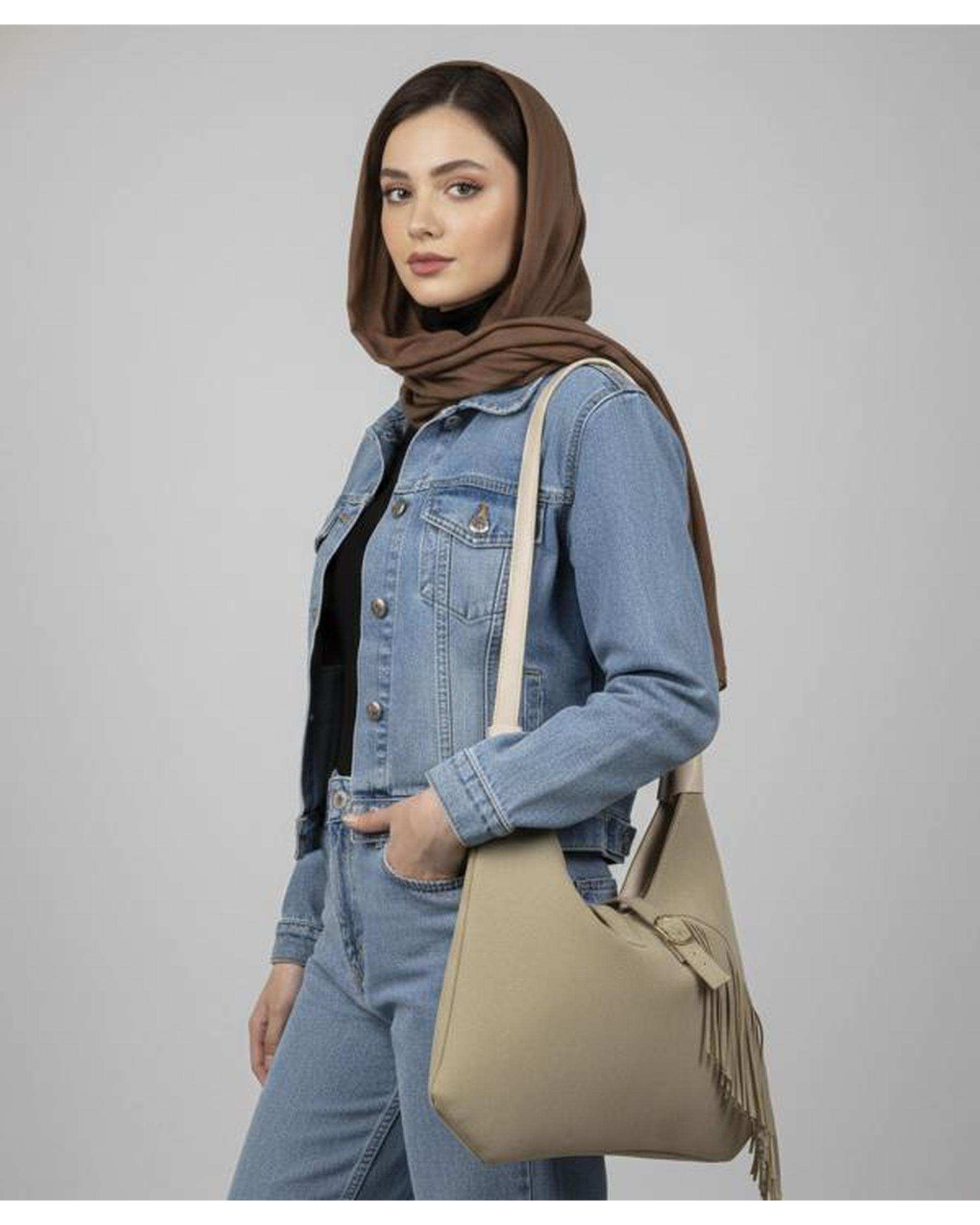 کیف دوشی زنانه کرم بیسراک Bisrak مدل SL-119259