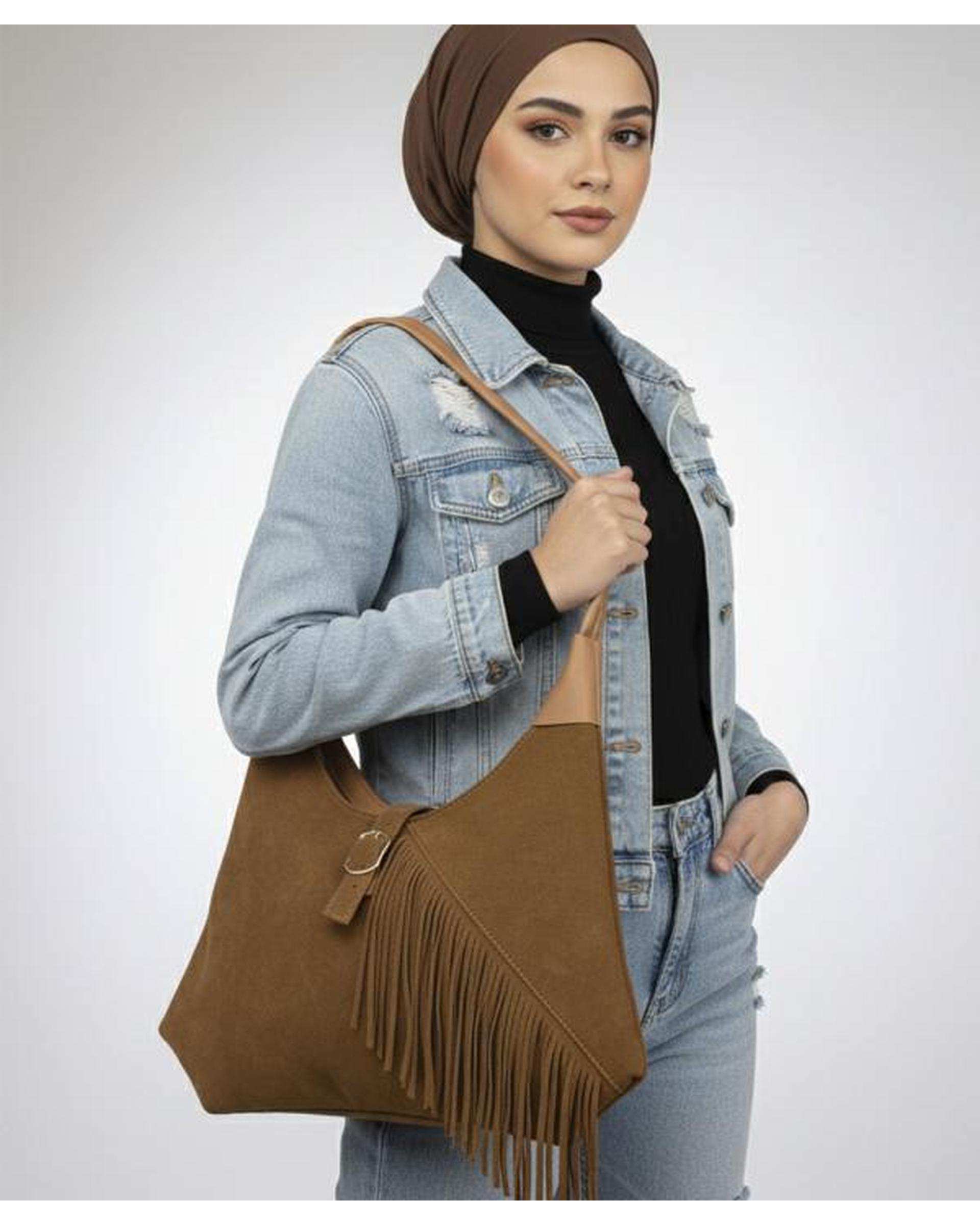 کیف دوشی زنانه عسلی بیسراک Bisrak مدل SL-119259