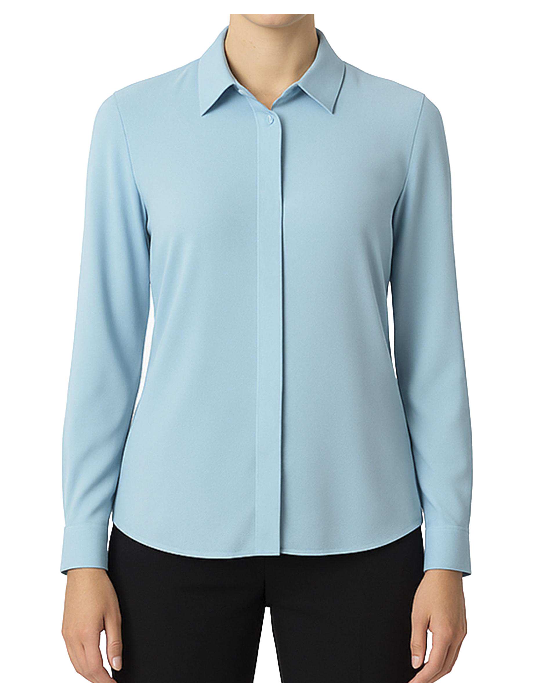 شومیز زنانه یقه شکاری آبی تولیکا Tulika کد 33105