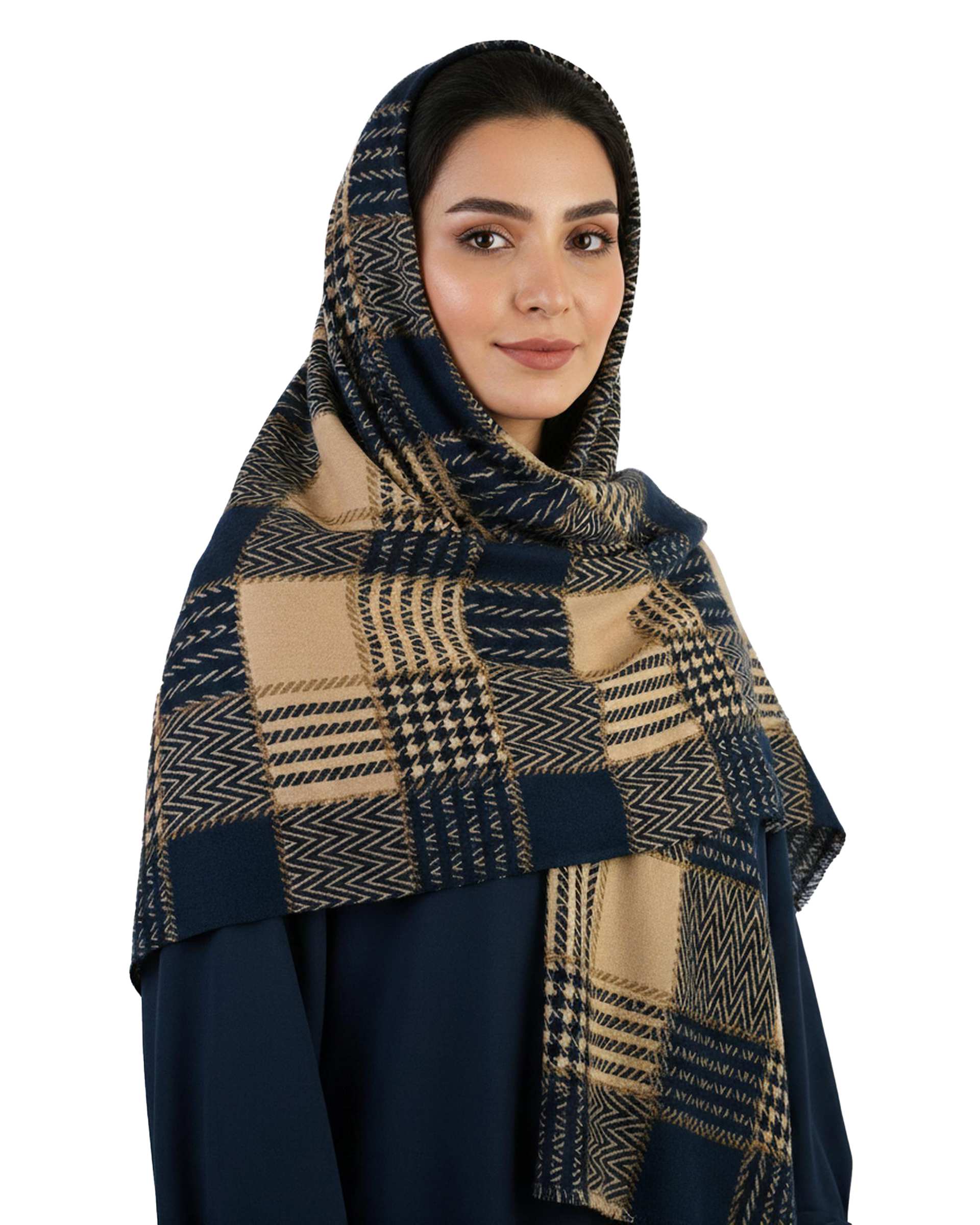 شال زنانه موهر سرمه ای کرم جی دو Gido طرح پیچازی