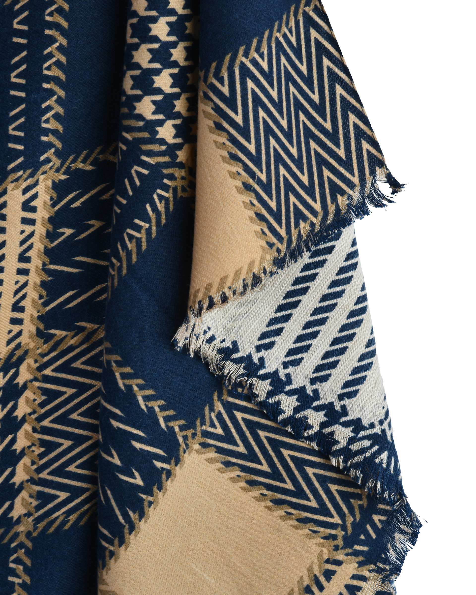 شال زنانه موهر سرمه ای کرم جی دو Gido طرح پیچازی