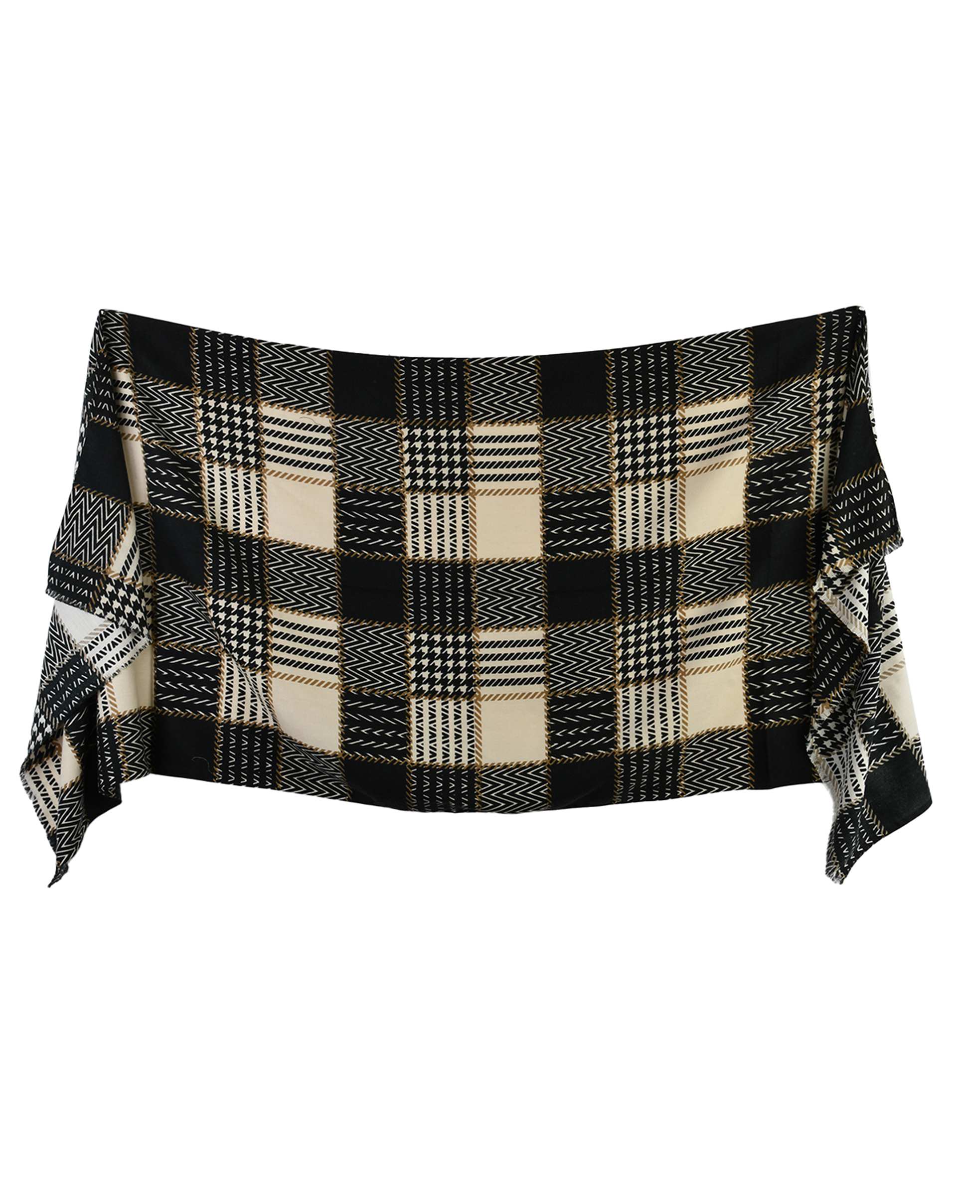 شال زنانه موهر مشکی کرم جی دو Gido طرح پیچازی