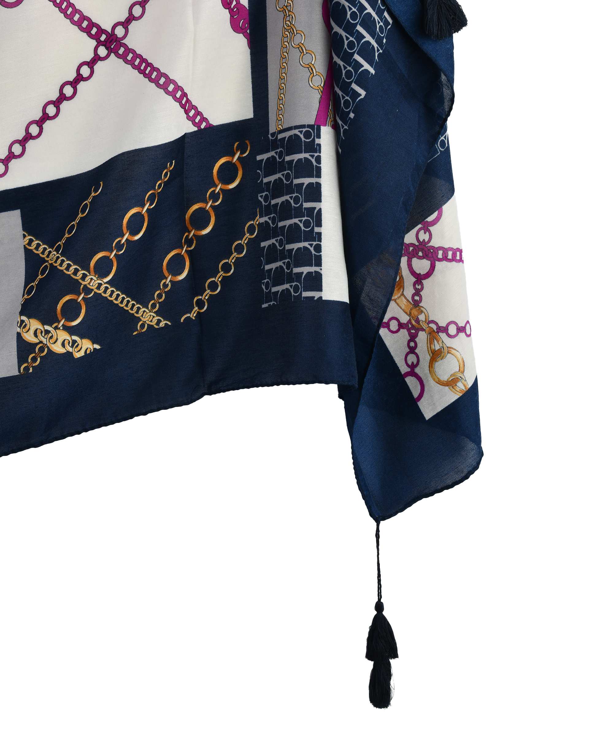 شال زنانه نخی سرمه ای جی دو Gido طرح هرمس