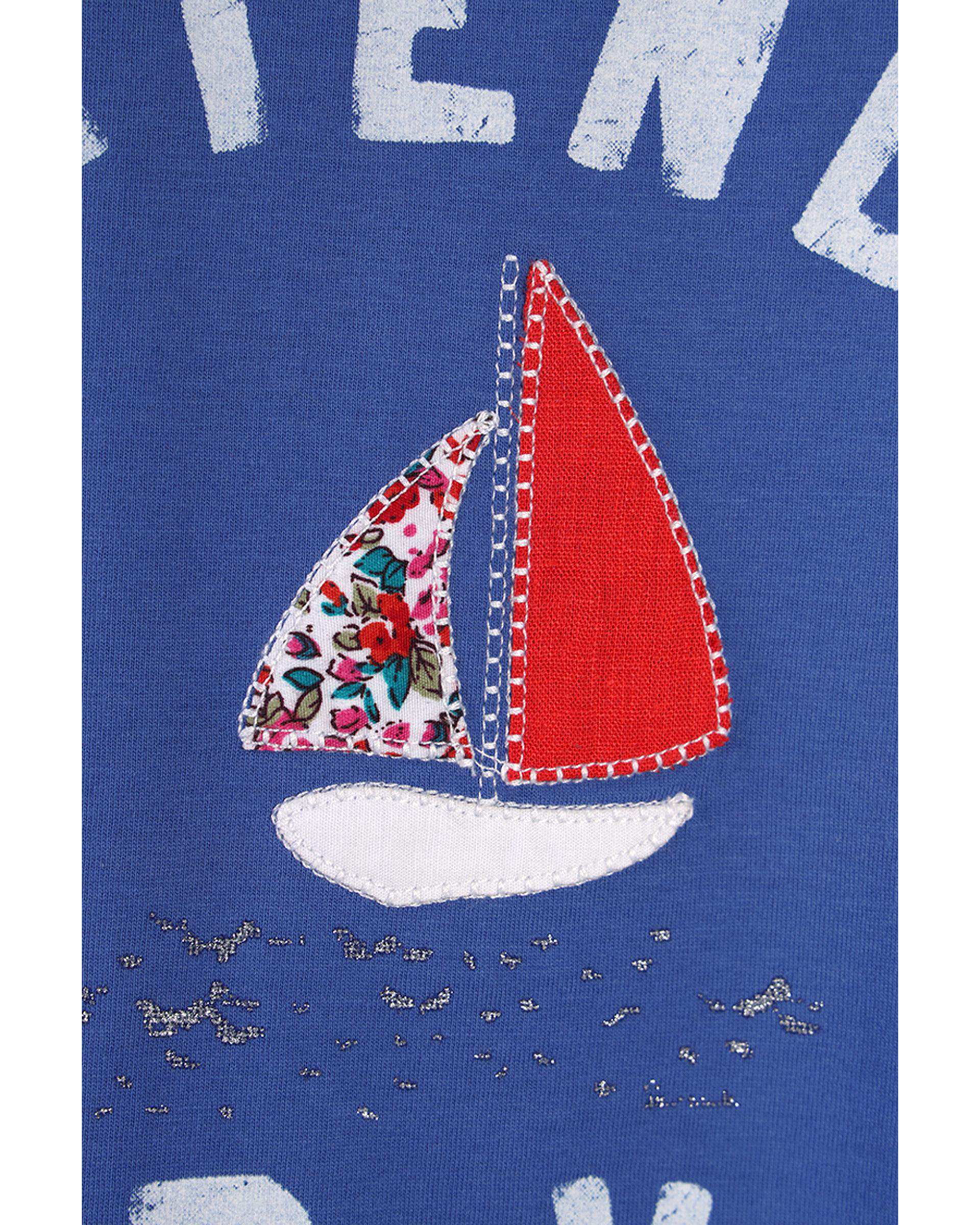 تی شرت دخترانه تکه دوزی آبی تیره سارک Sarak مدل 3905