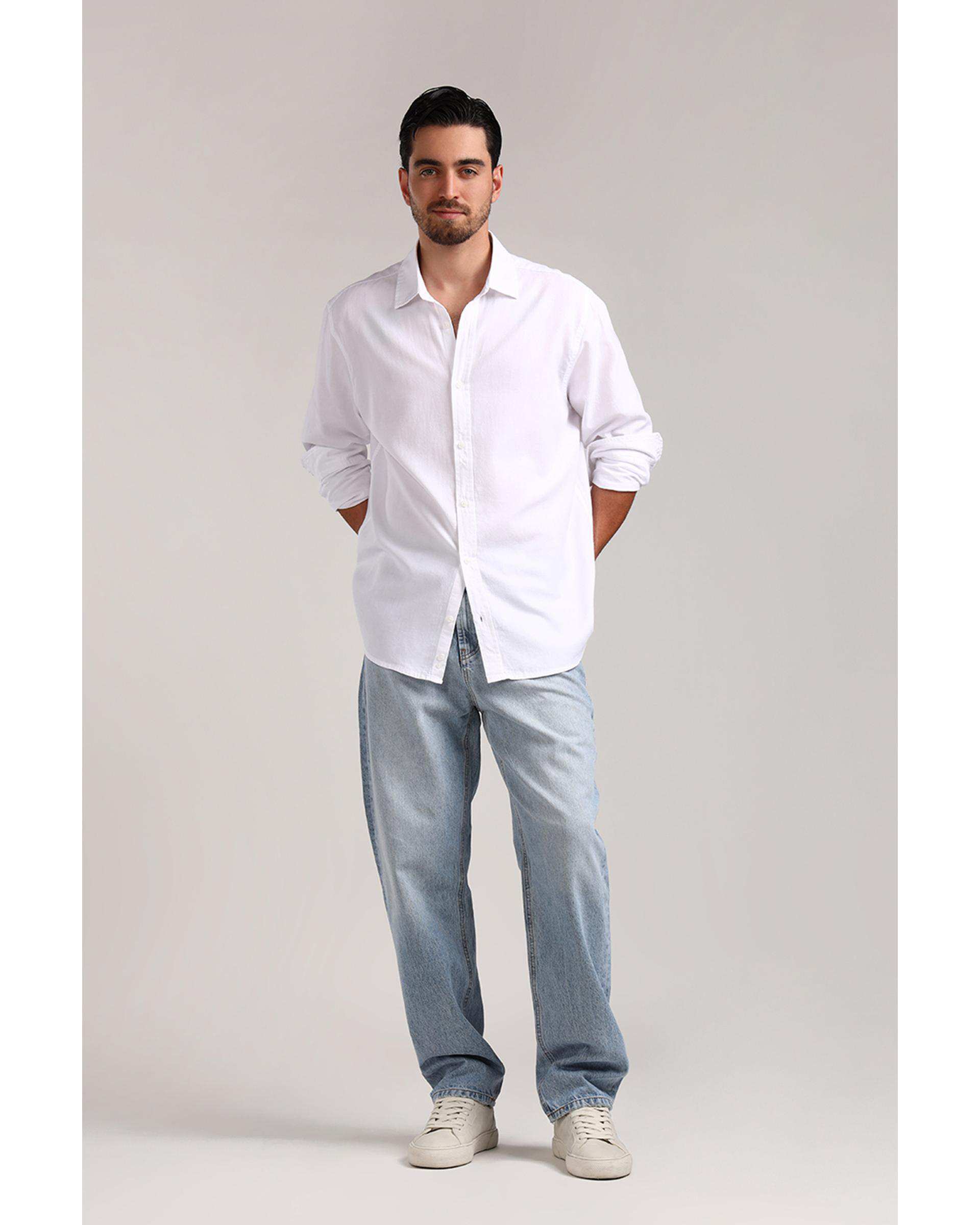پیراهن مردانه سفید سارک Sarak مدل 4777