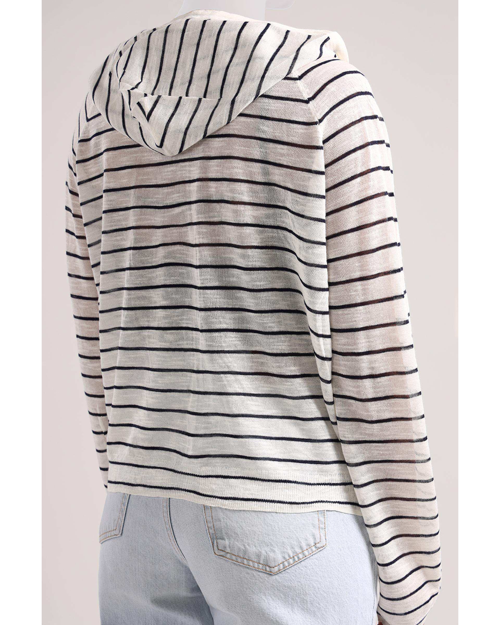 سویشرت زنانه زیپ دار سفید مشکی سارک Sarak مدل 5132