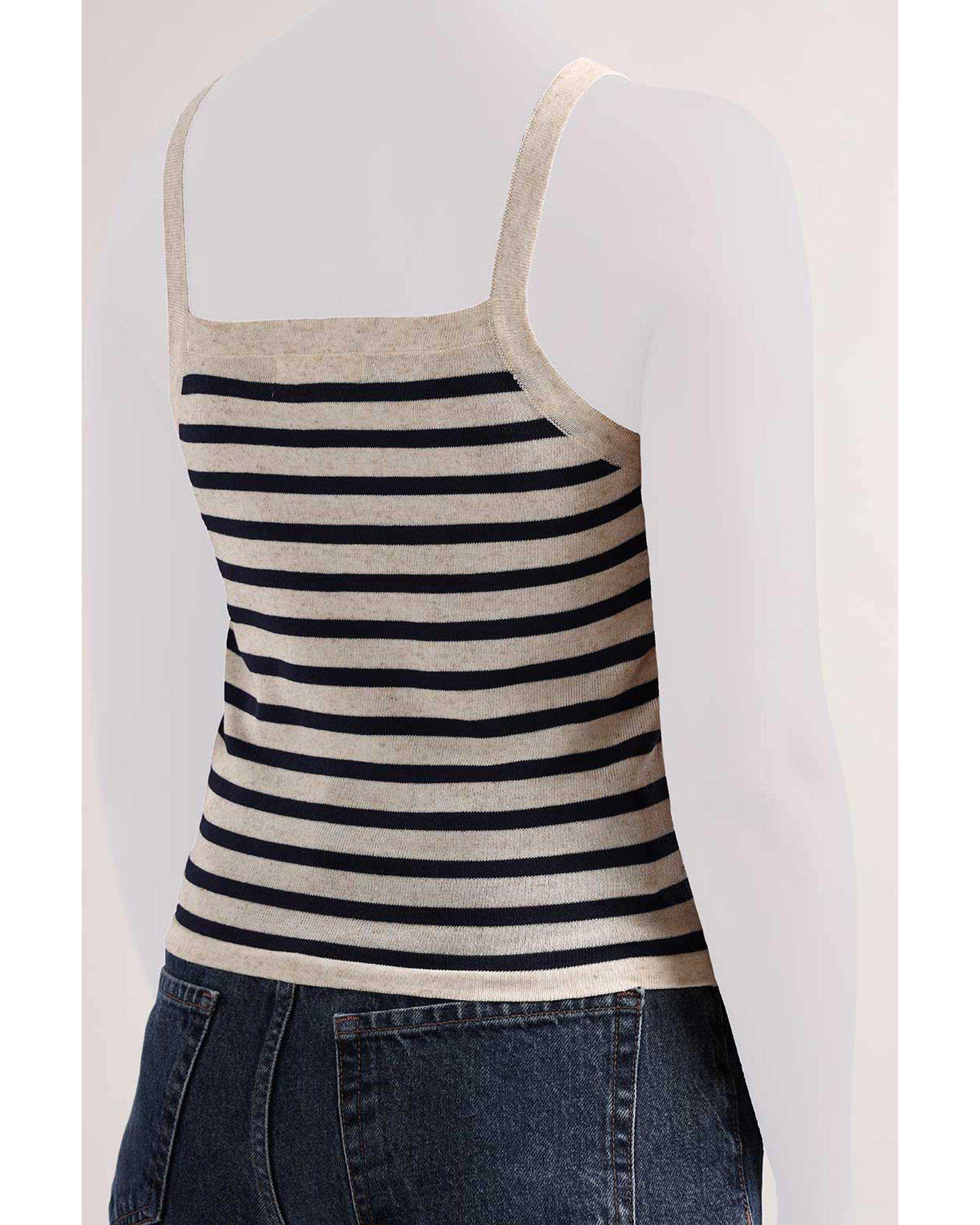 تاپ بندی زنانه راه راه سفید سارک Sarak مدل 5140