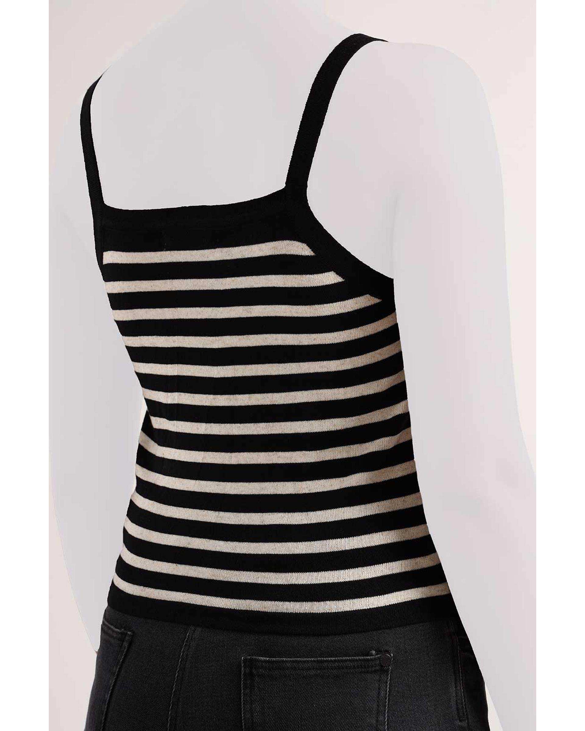 تاپ بندی زنانه راه راه مشکی سارک Sarak مدل 5140