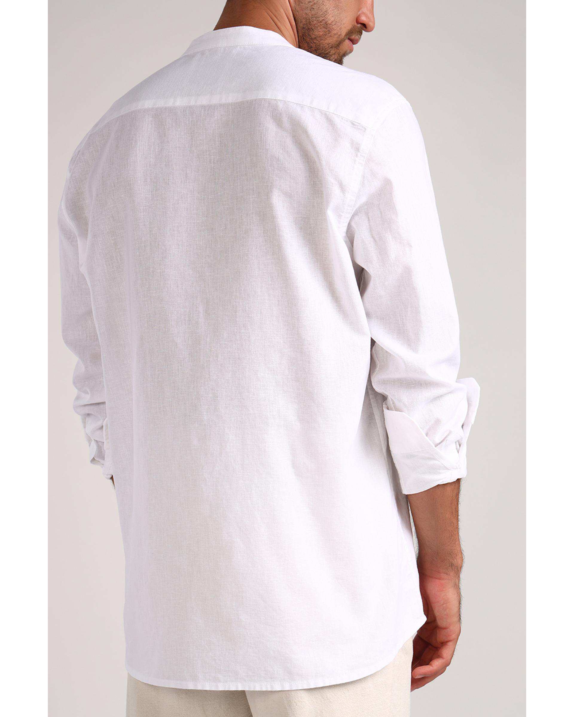 پیراهن مردانه یقه ایستاده سفید سارک Sarak مدل 4735