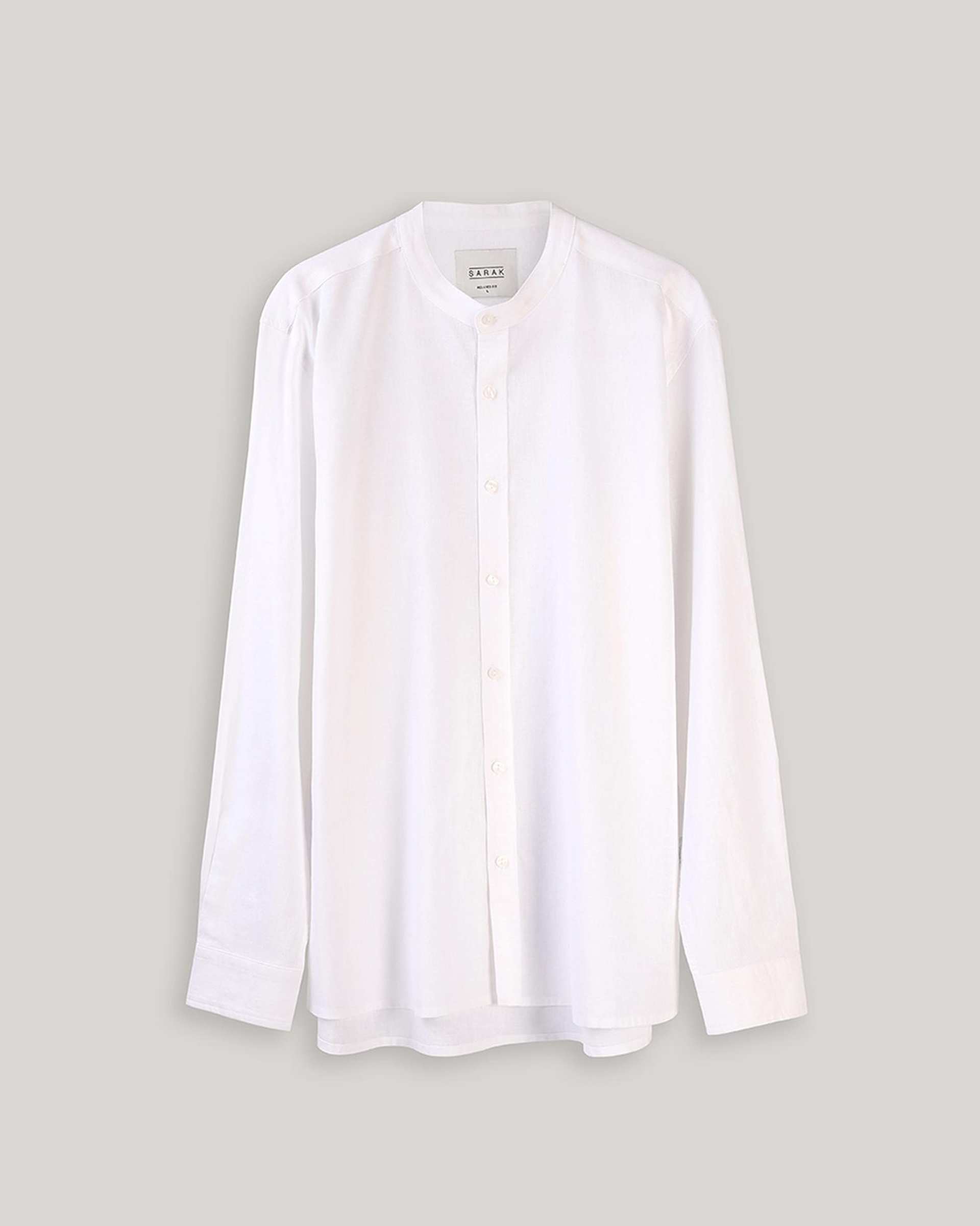 پیراهن مردانه یقه ایستاده سفید سارک Sarak مدل 4735