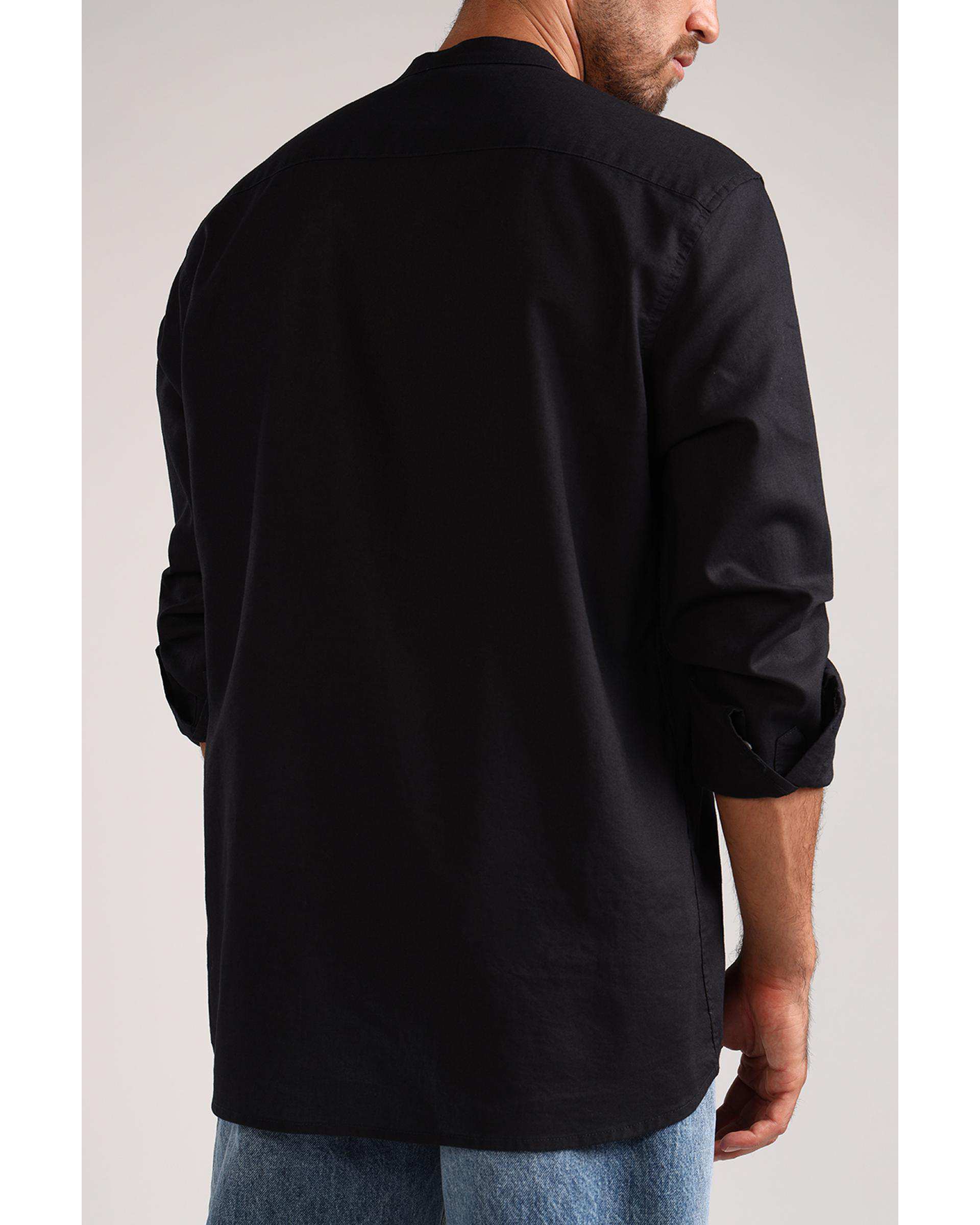 پیراهن مردانه یقه ایستاده مشکی سارک Sarak مدل 4735