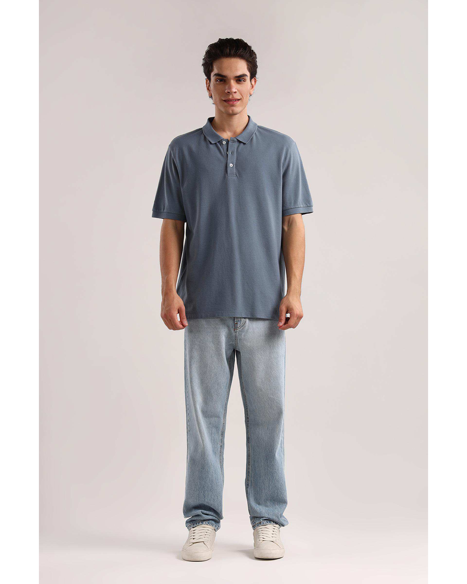 پولوشرت مردانه اسپرت آبی طوسی سارک Sarak مدل 4834