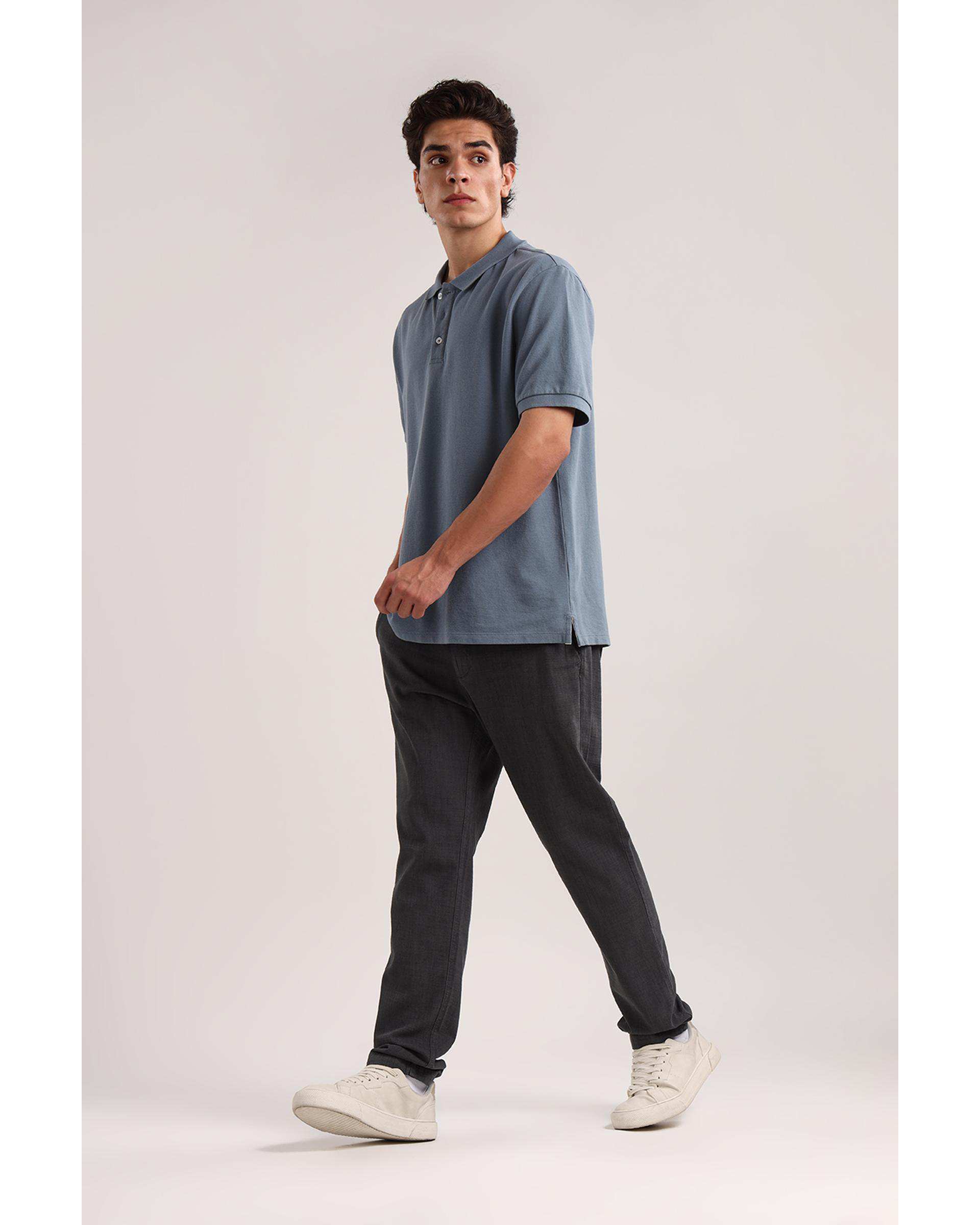 پولوشرت مردانه اسپرت آبی طوسی سارک Sarak مدل 4834