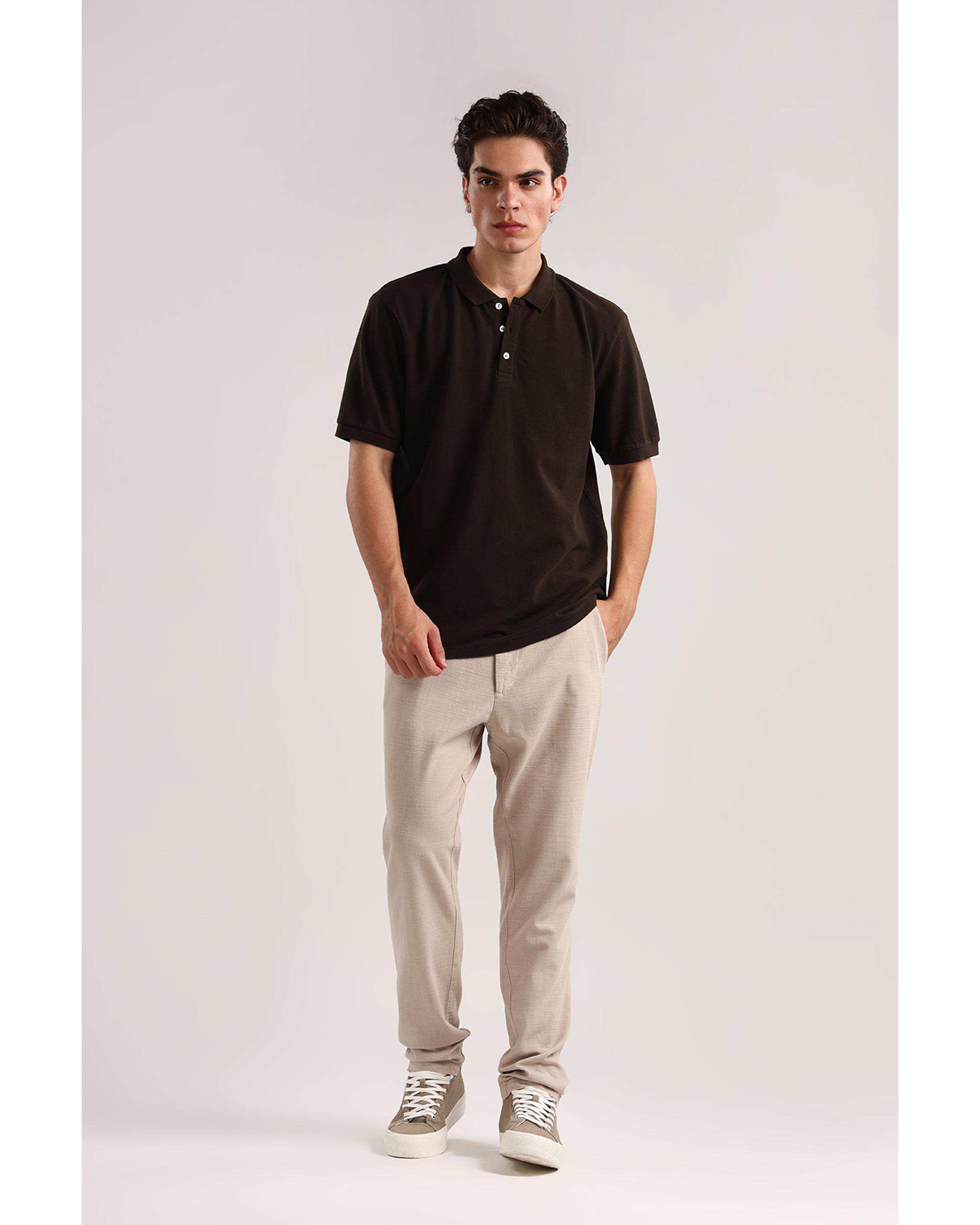 پولوشرت مردانه اسپرت قهوه ای تیره سارک Sarak مدل 4834