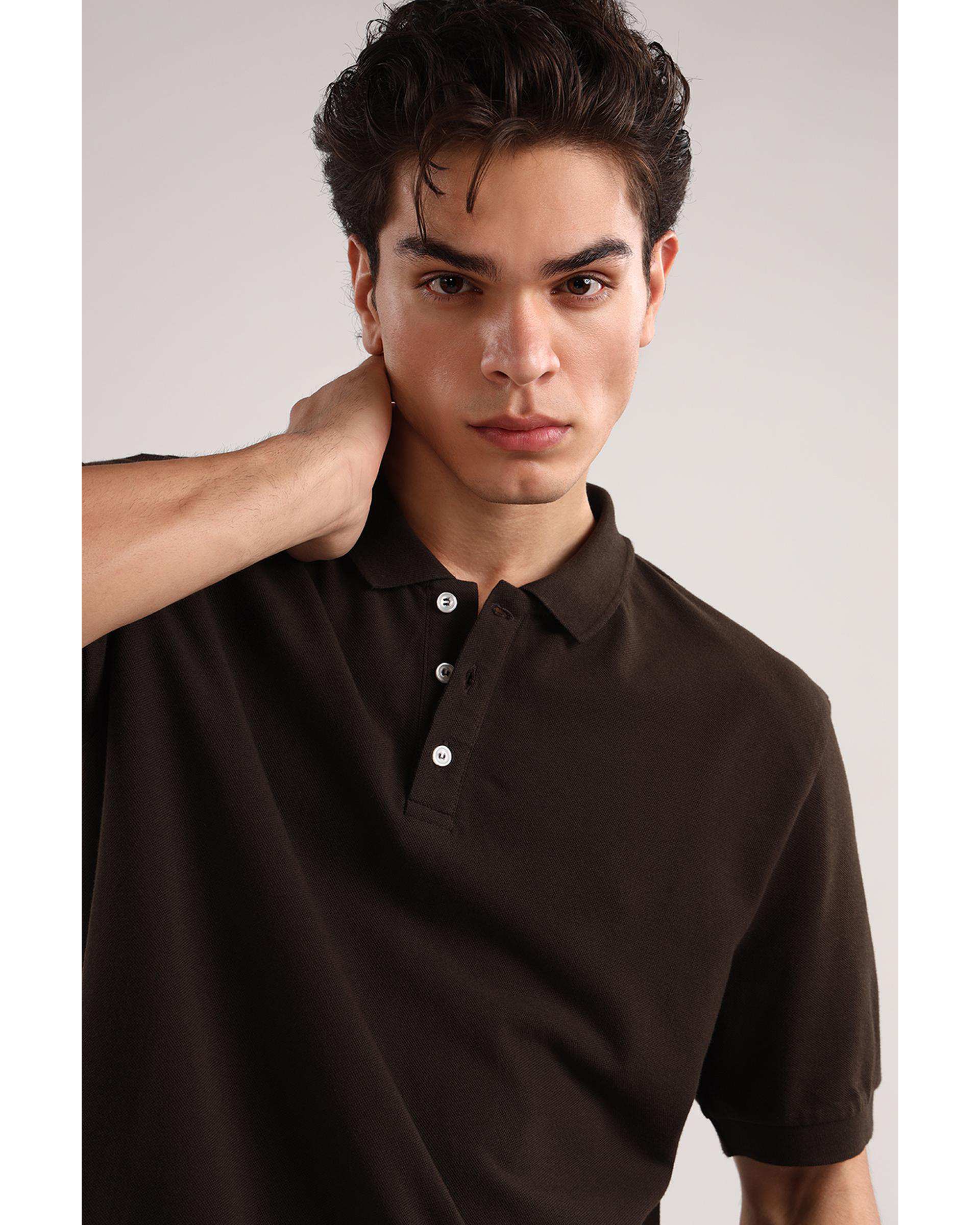 پولوشرت مردانه اسپرت قهوه ای تیره سارک Sarak مدل 4834