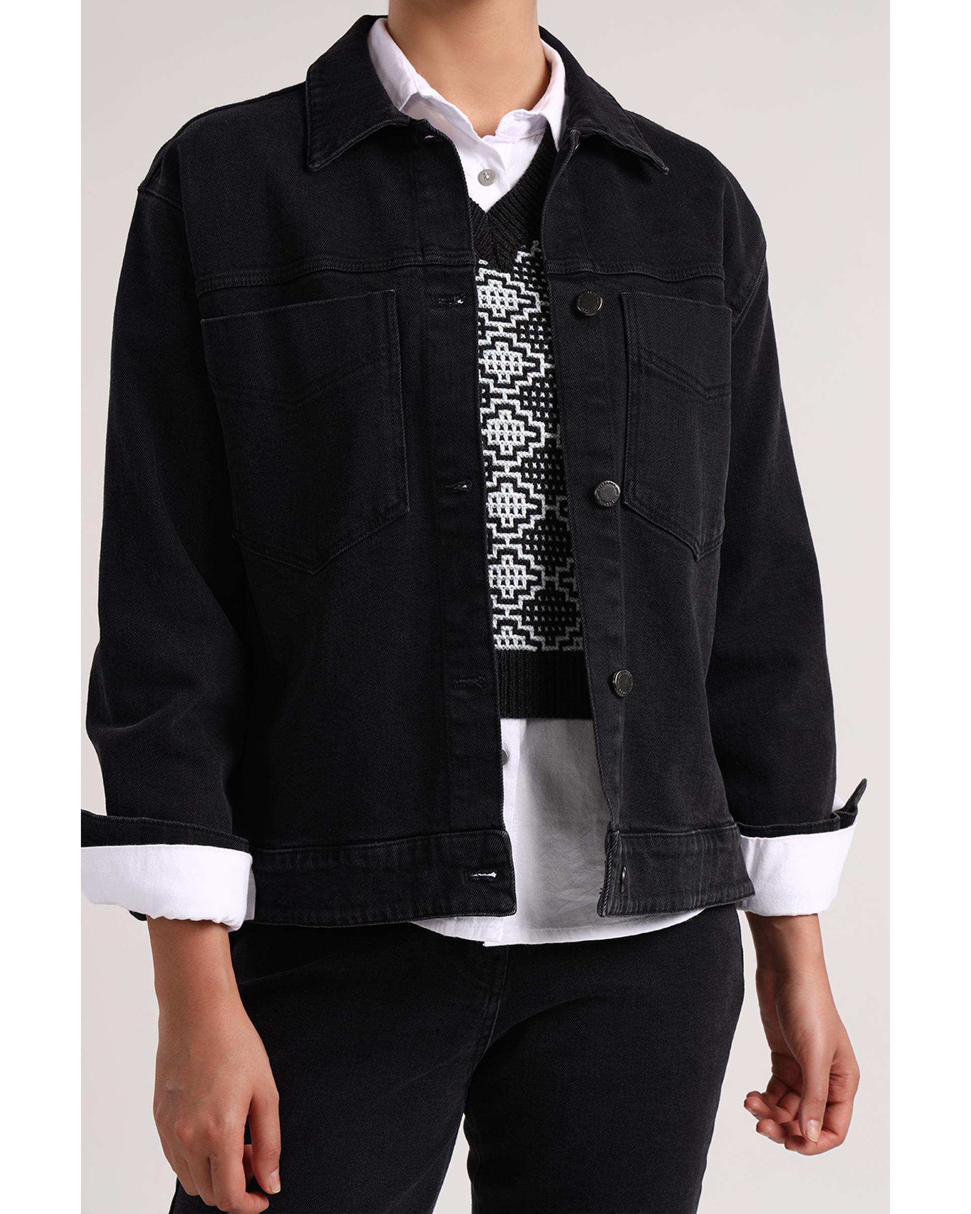 کت جین زنانه مشکی سارک Sarak مدل 4572