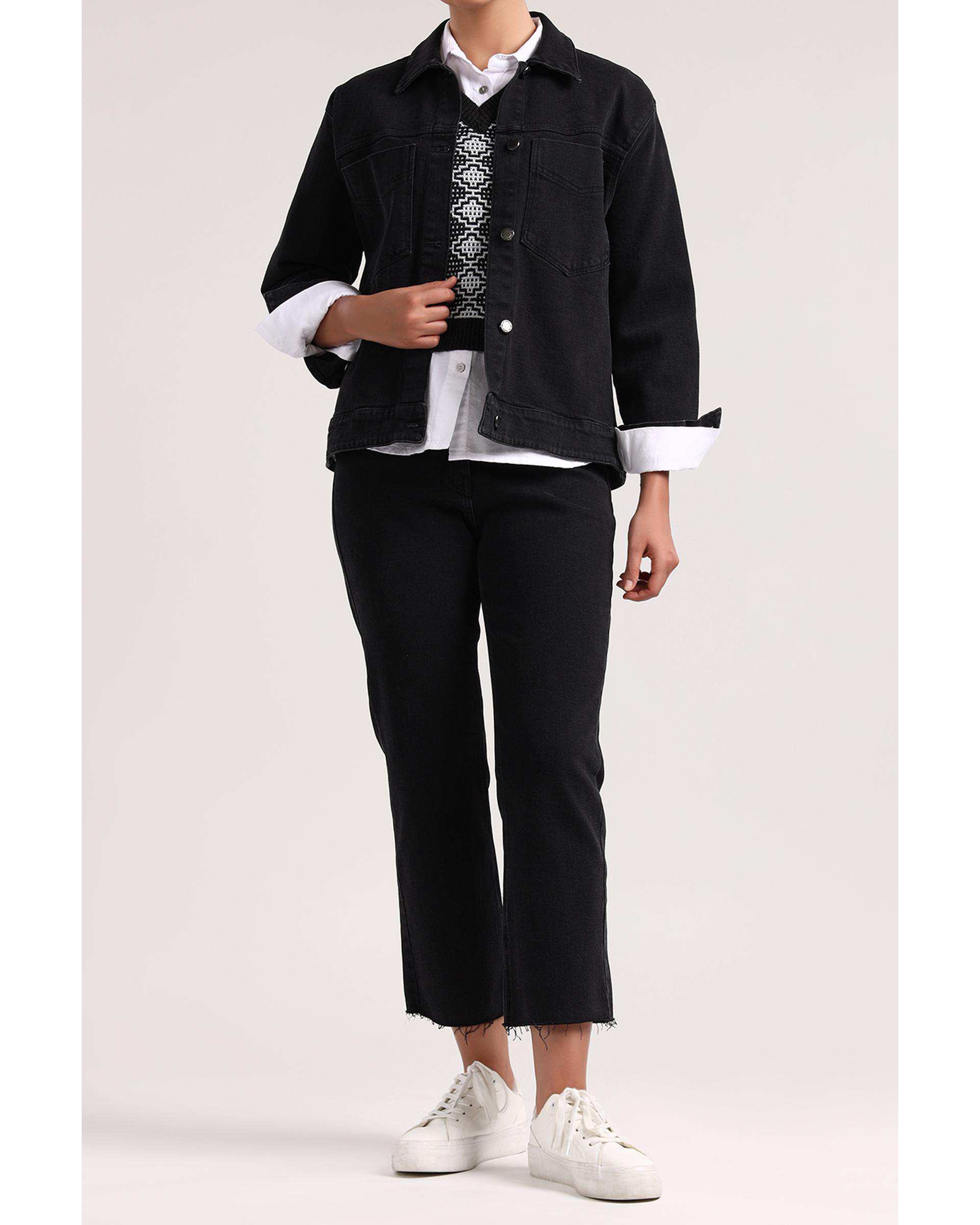 کت جین زنانه مشکی سارک Sarak مدل 4572