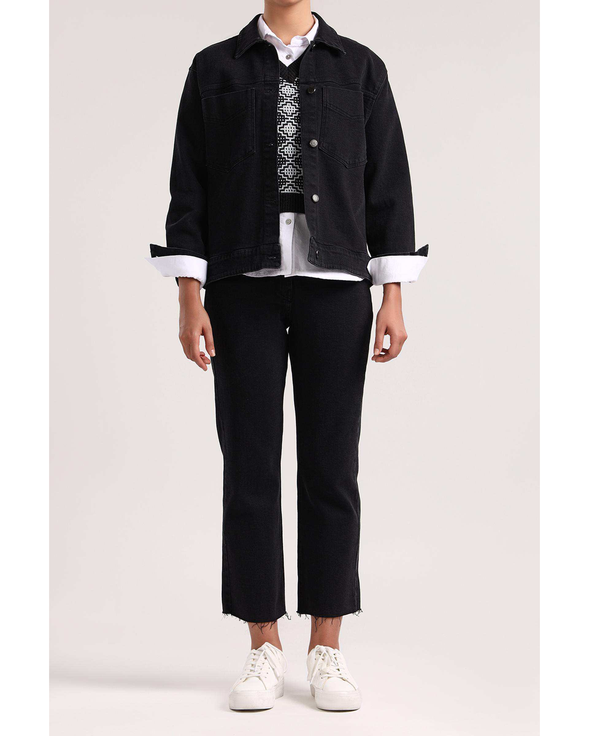 کت جین زنانه مشکی سارک Sarak مدل 4572