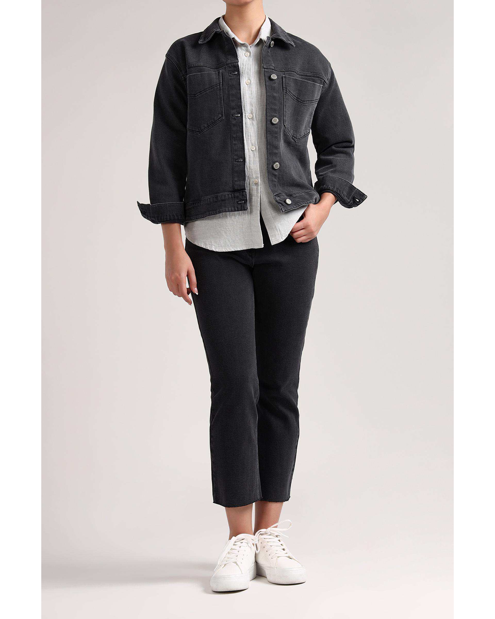 کت جین زنانه زغالی سارک Sarak مدل 4572