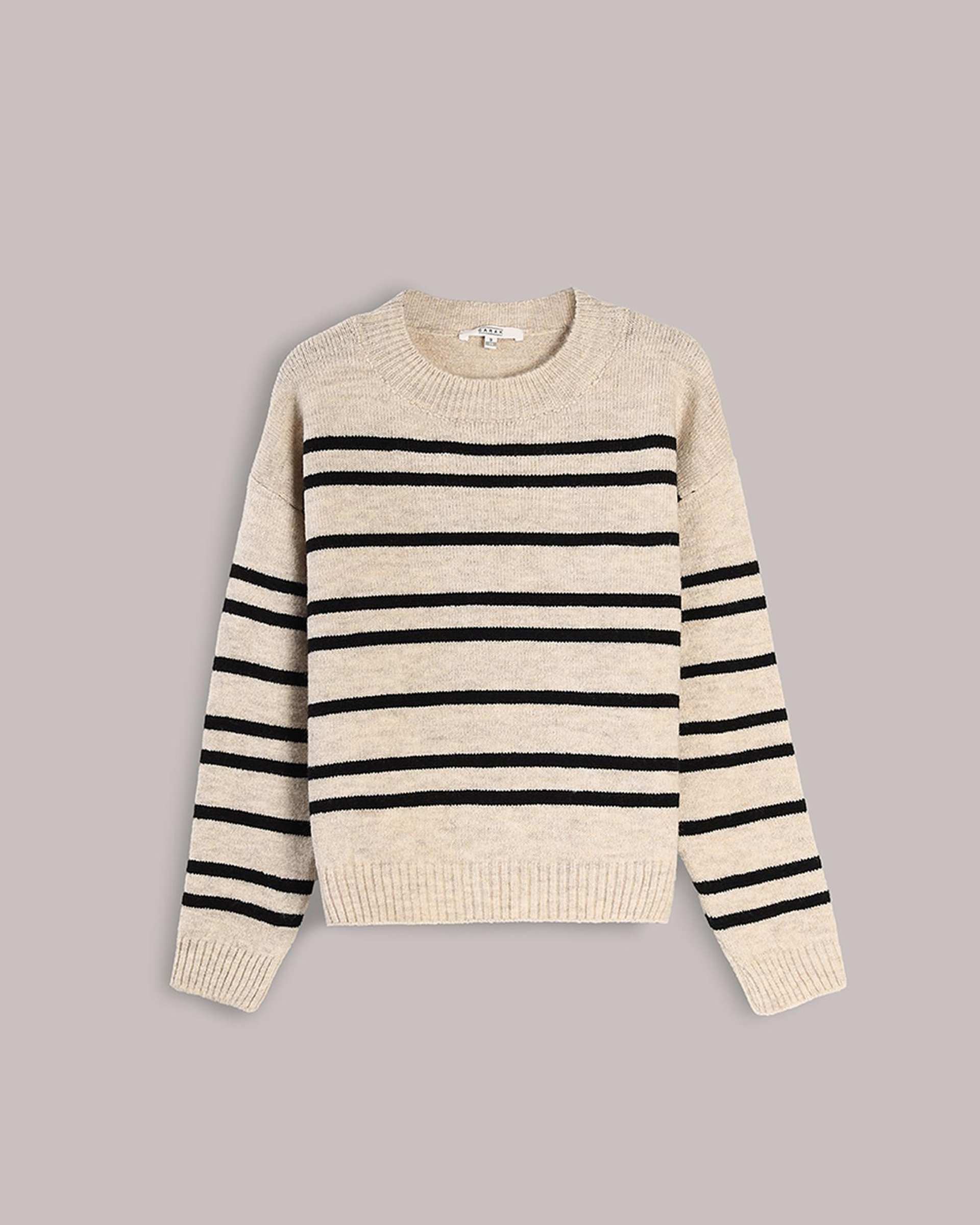 پلیور زنانه راه راه کرم مشکی سارک Sarak مدل 4278