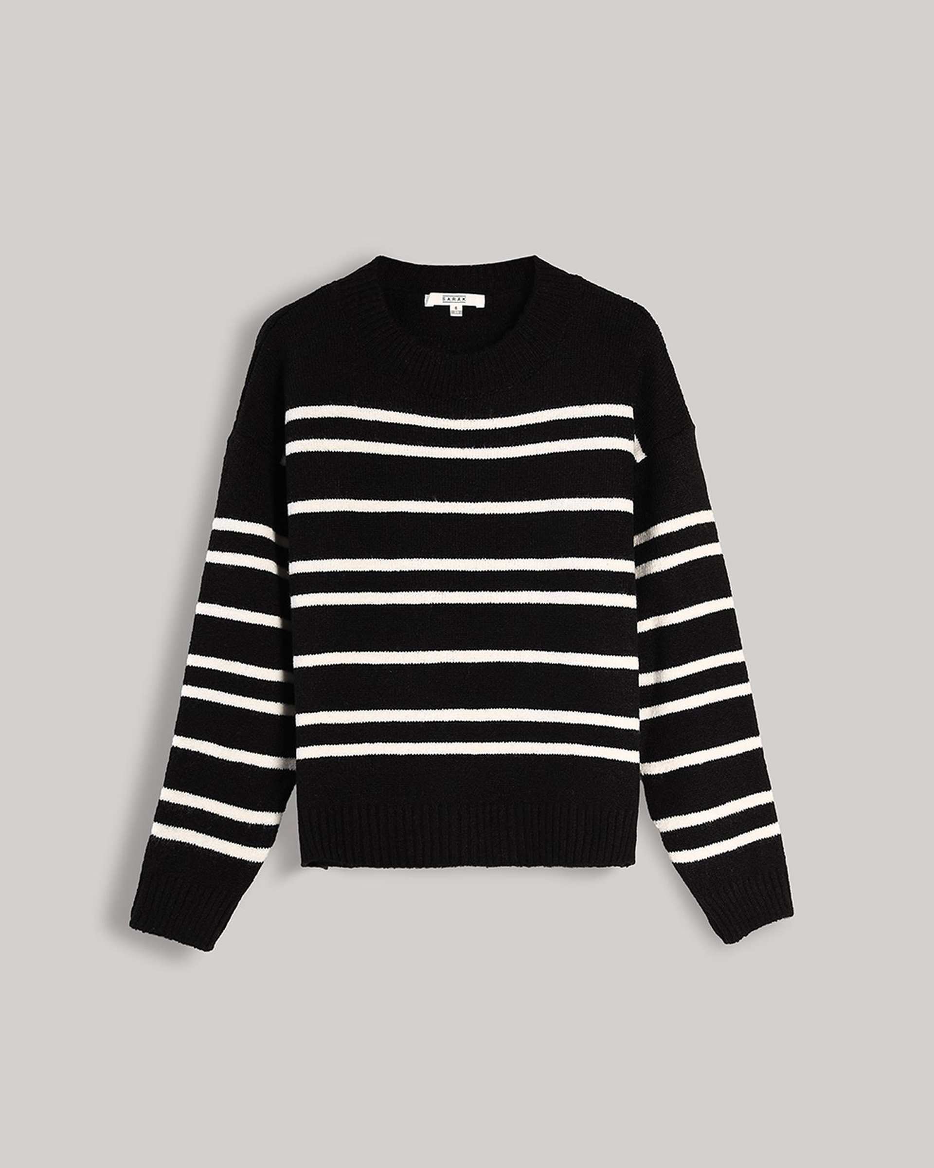 پلیور زنانه راه راه مشکی سفید سارک Sarak مدل 4278