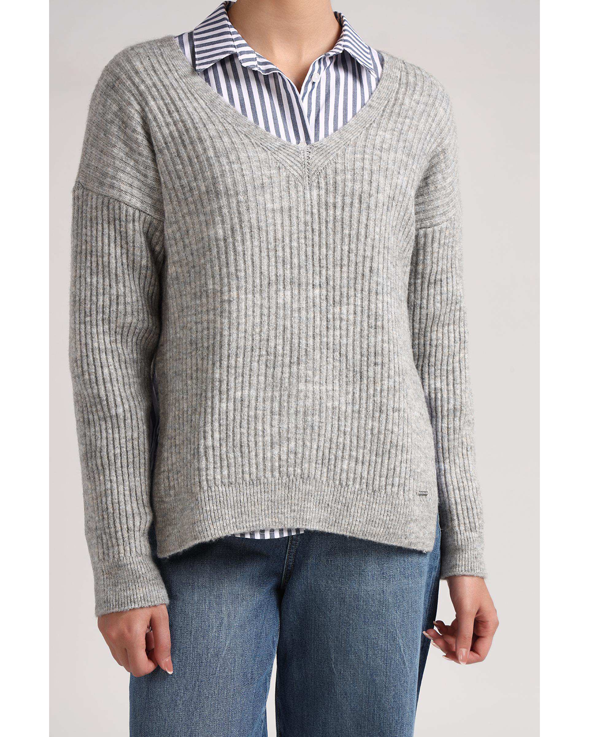 پلیور زنانه یقه هفت طوسی سارک Sarak مدل 4443